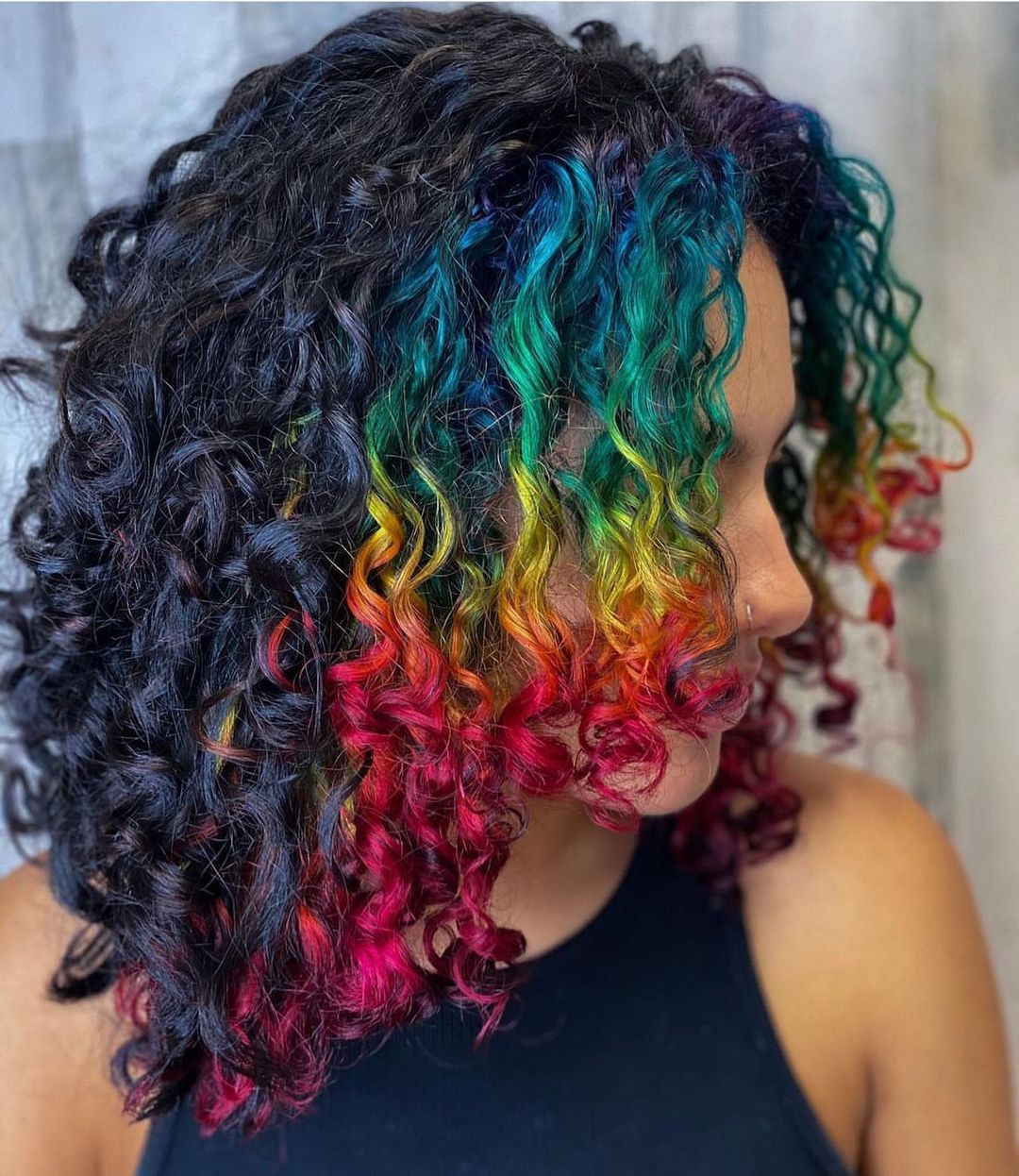 Curly Hair Rainbow Colored Chef's Kiss 