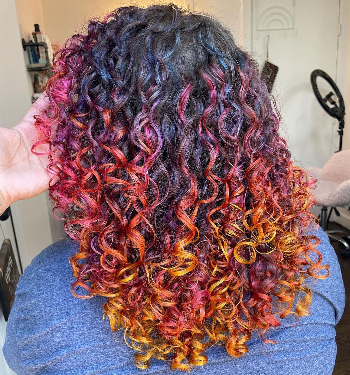 Long Curly Hair With Different Shades