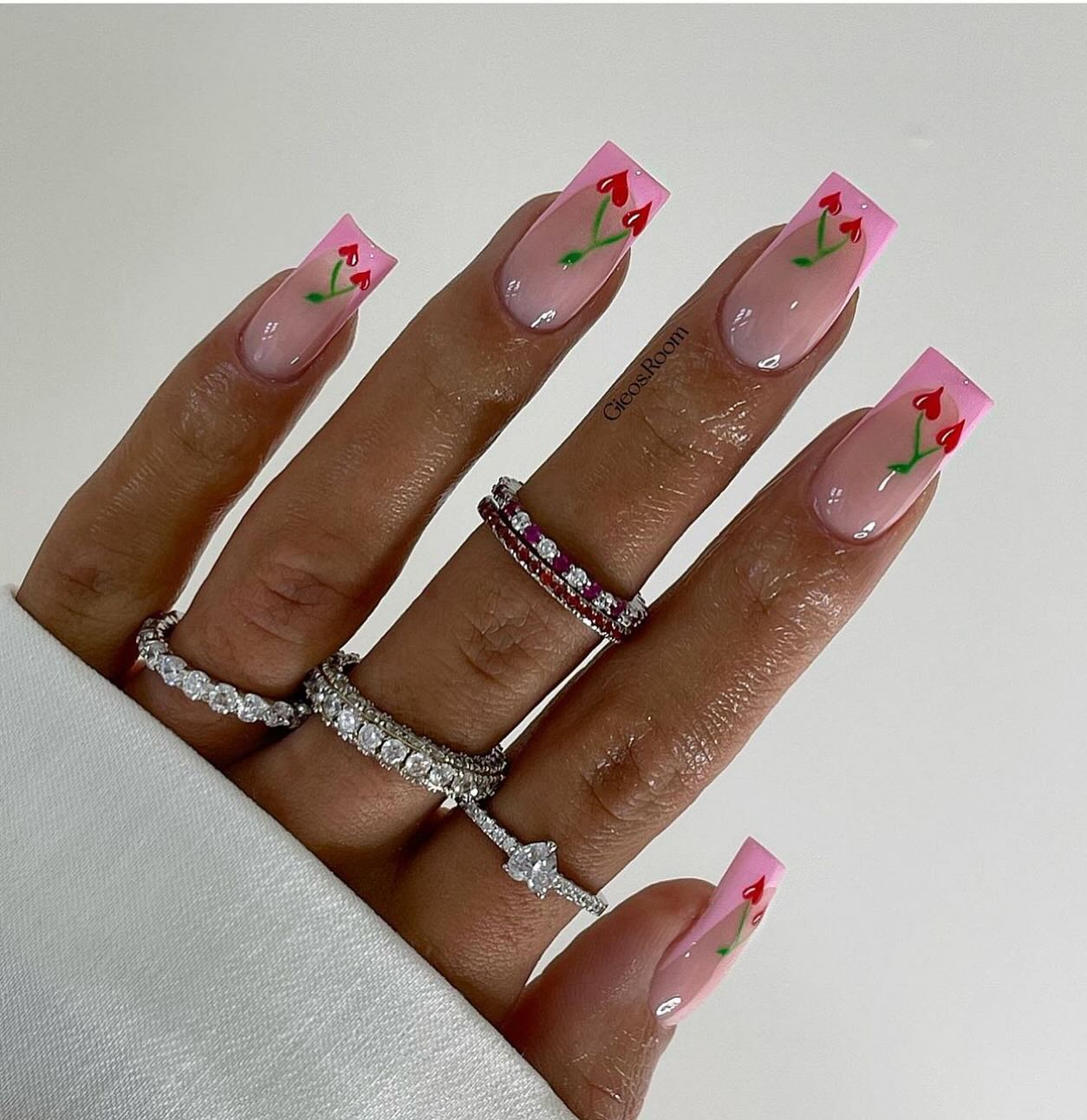 Love-themed Square Nails