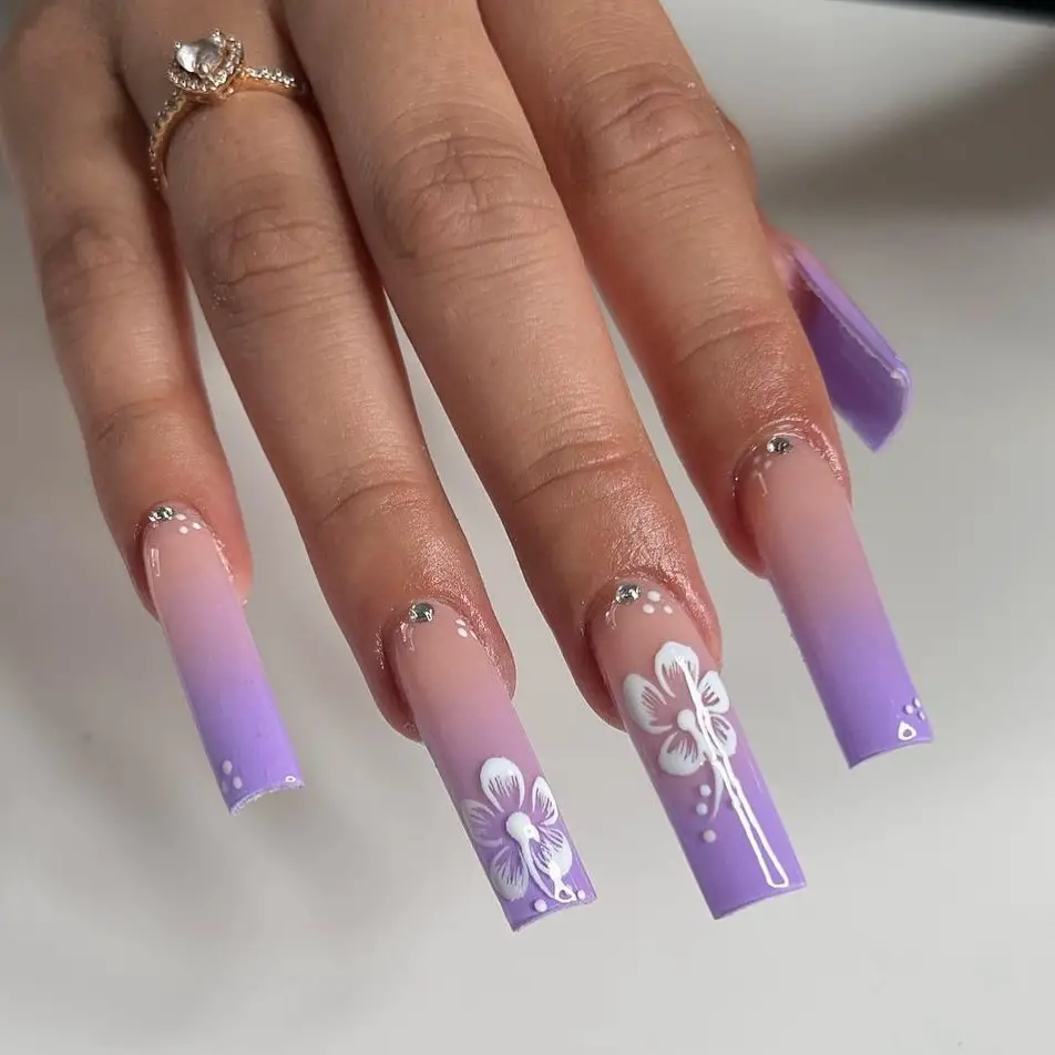 Nude and Purple Ombré Nails