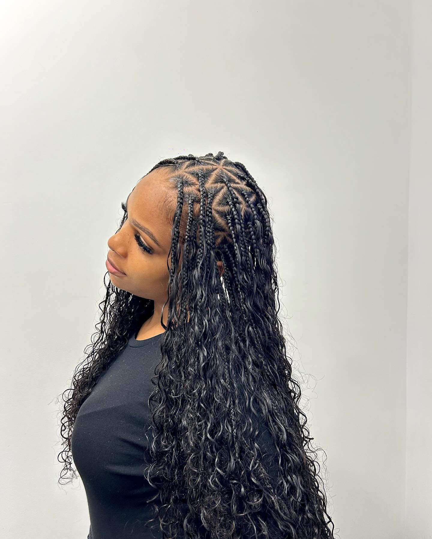 Triangle Pattern Goddess Braids Hairstyle