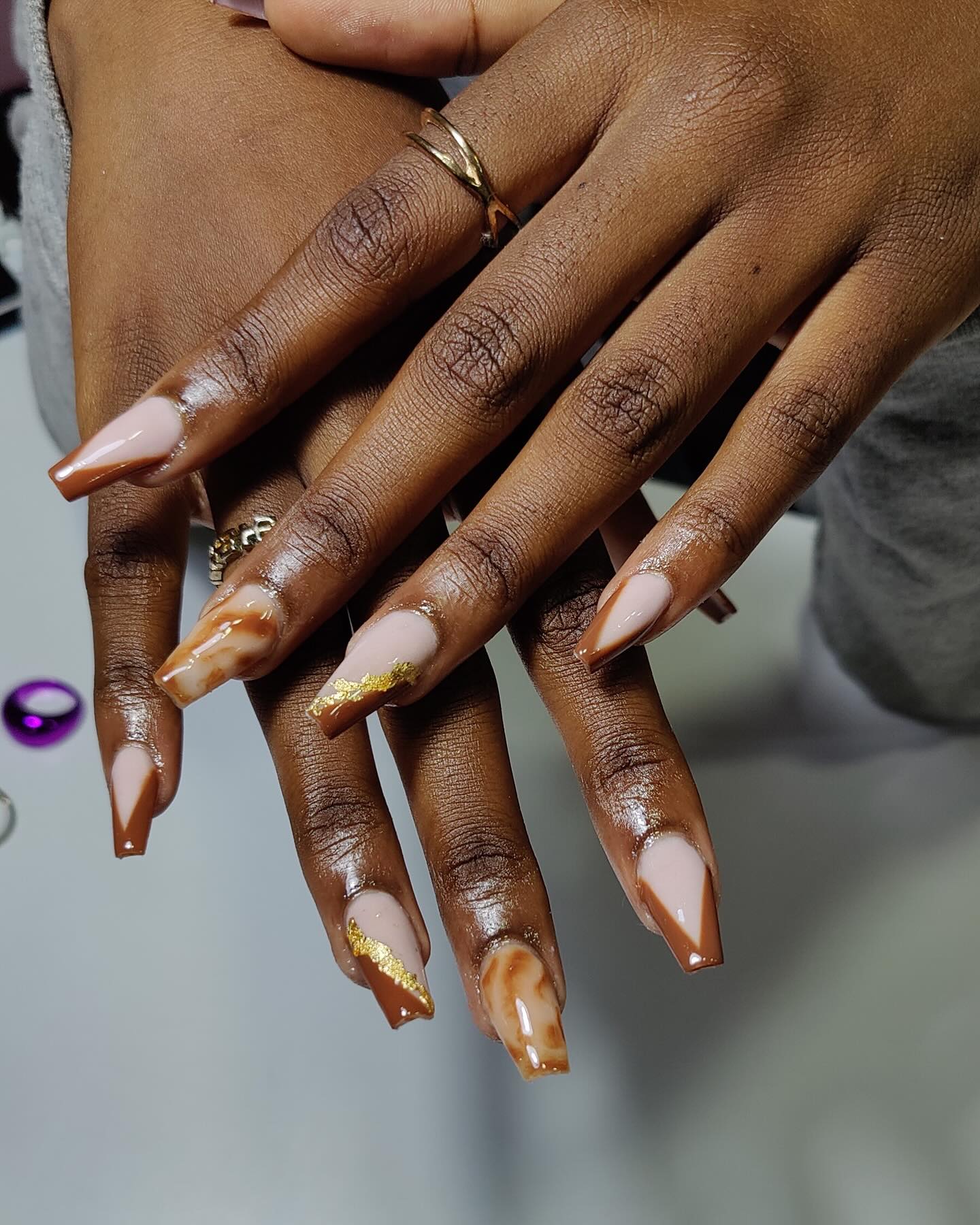 Brown Marble Nails