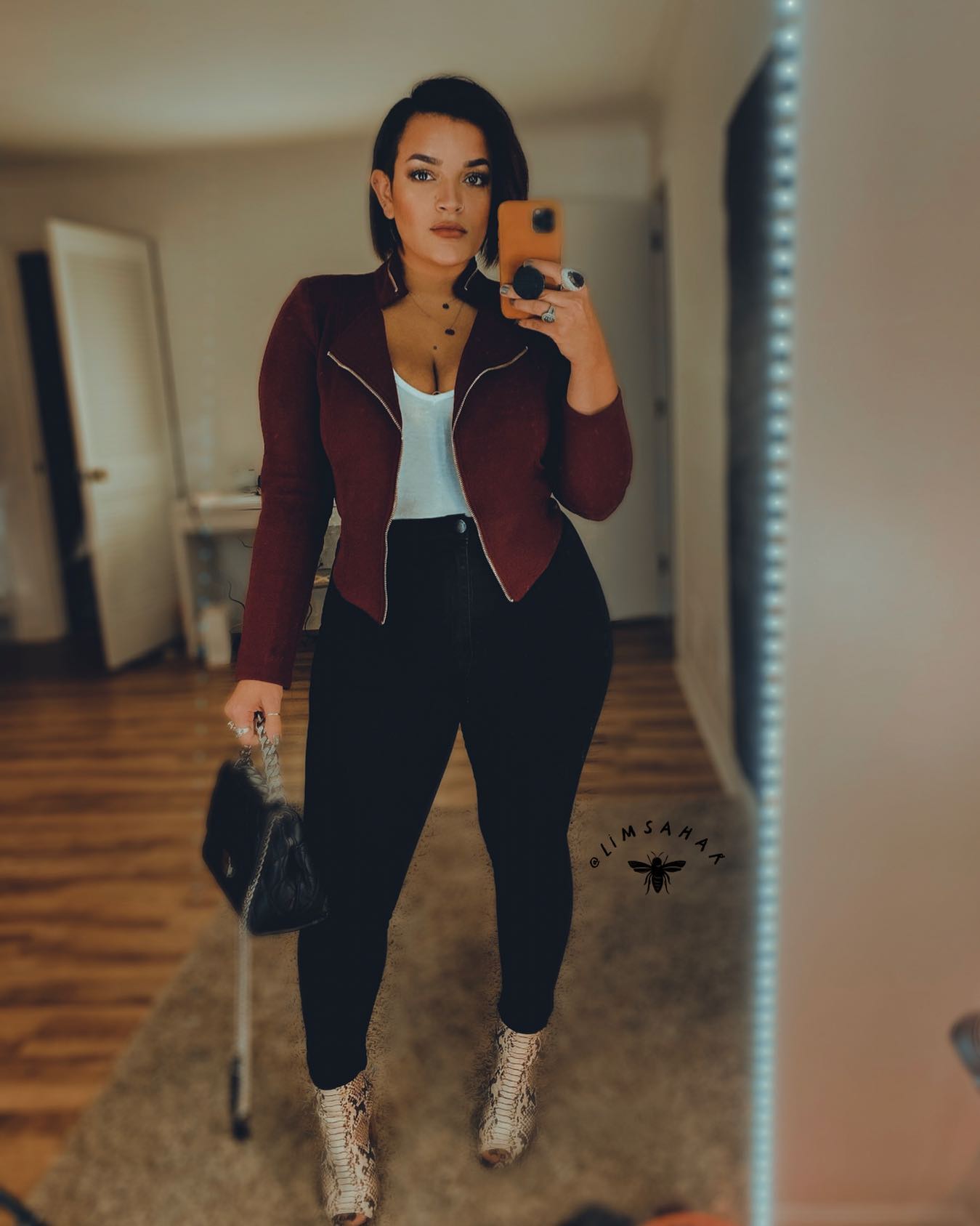 Denim Paired With Leather Jacket