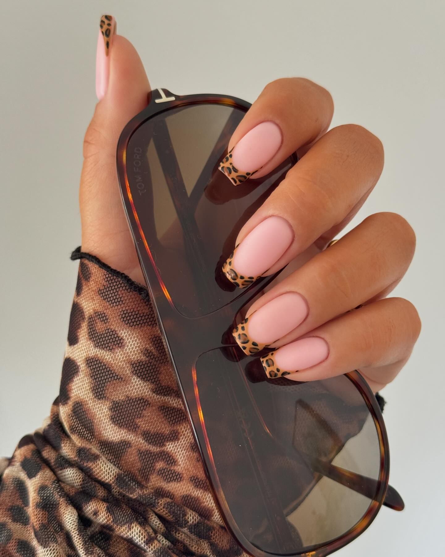Leopard Print French Tip Nails
