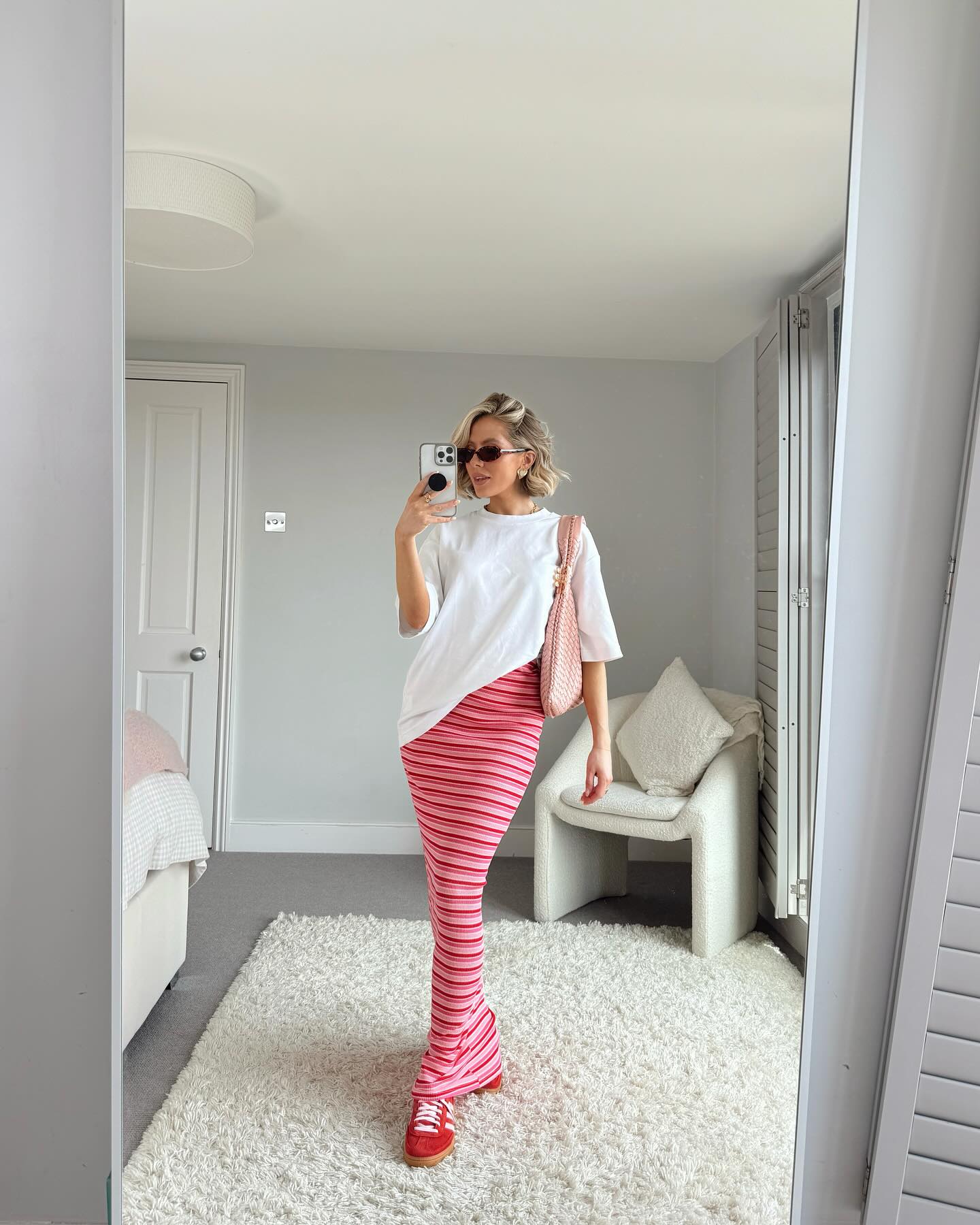 White Tee on Maxi Straight Maxi Skirt