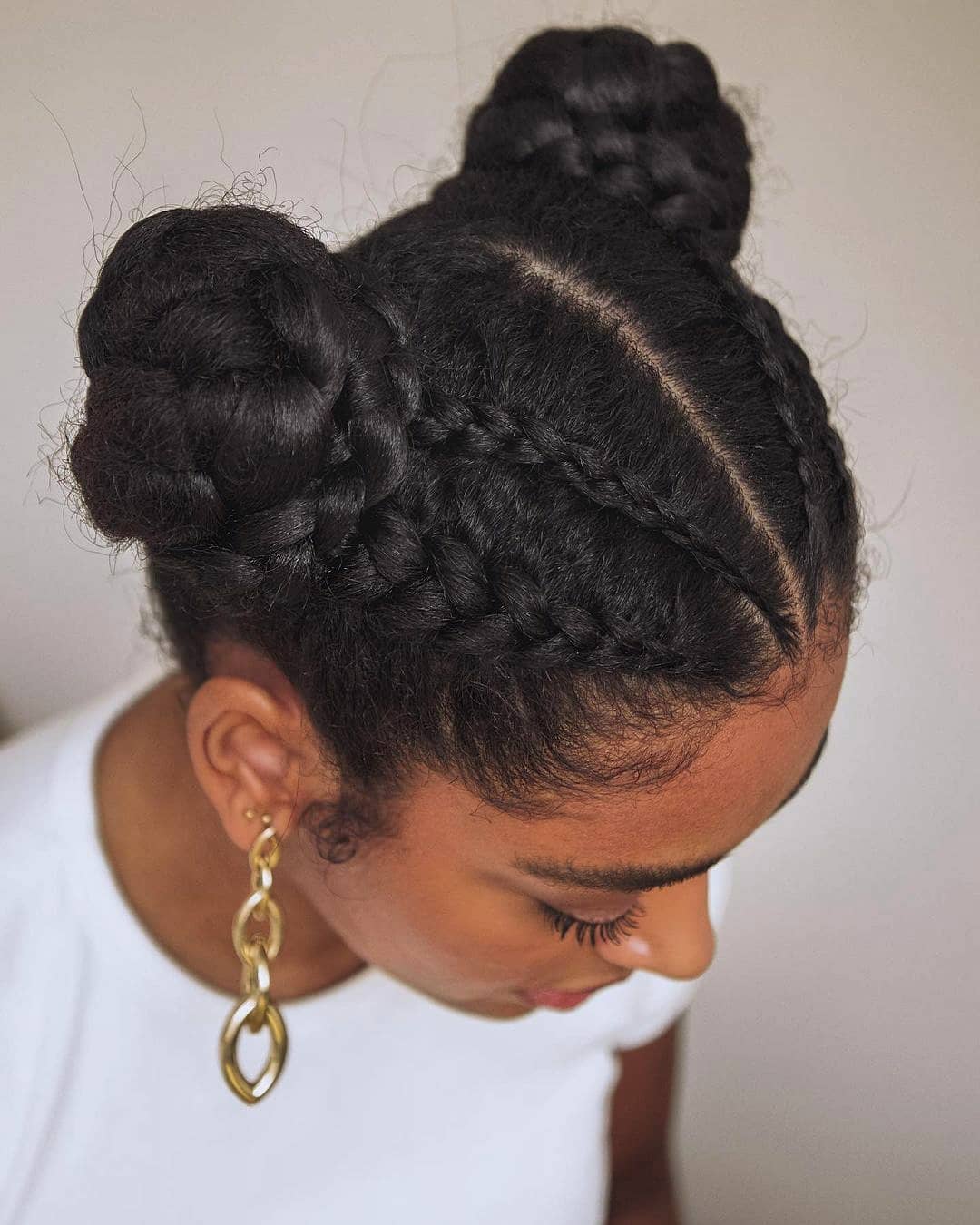 4c Braided Double Bun Hairstyle
