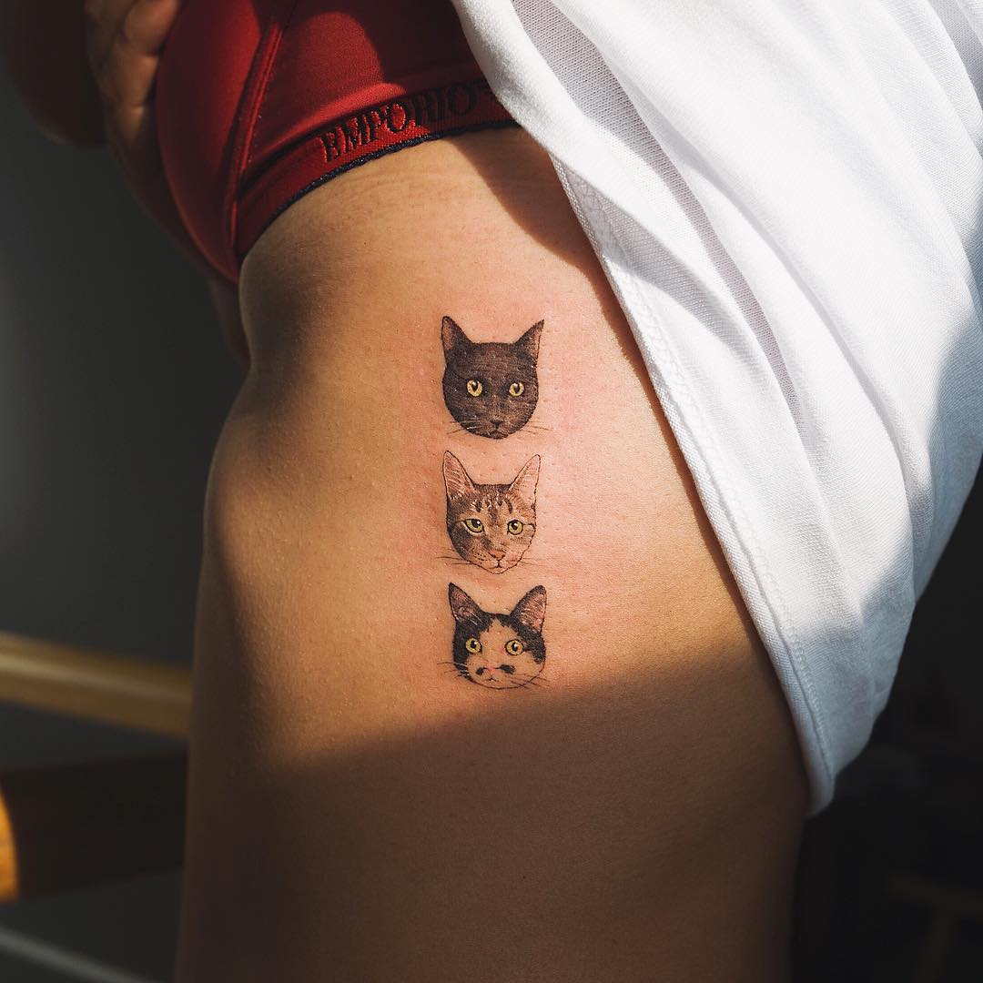 Cat Hip Tattoo Design