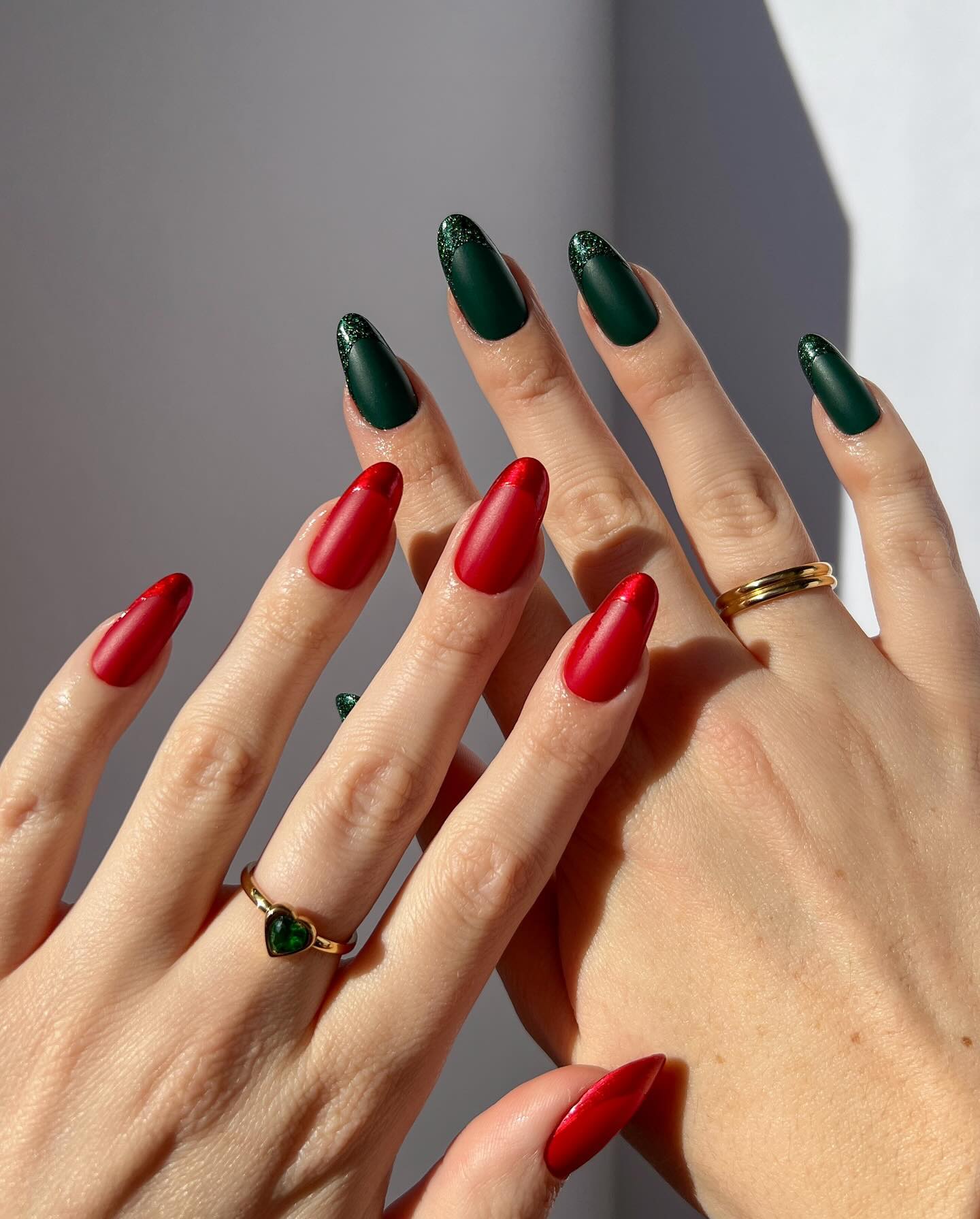 Festive Red and Green Nails