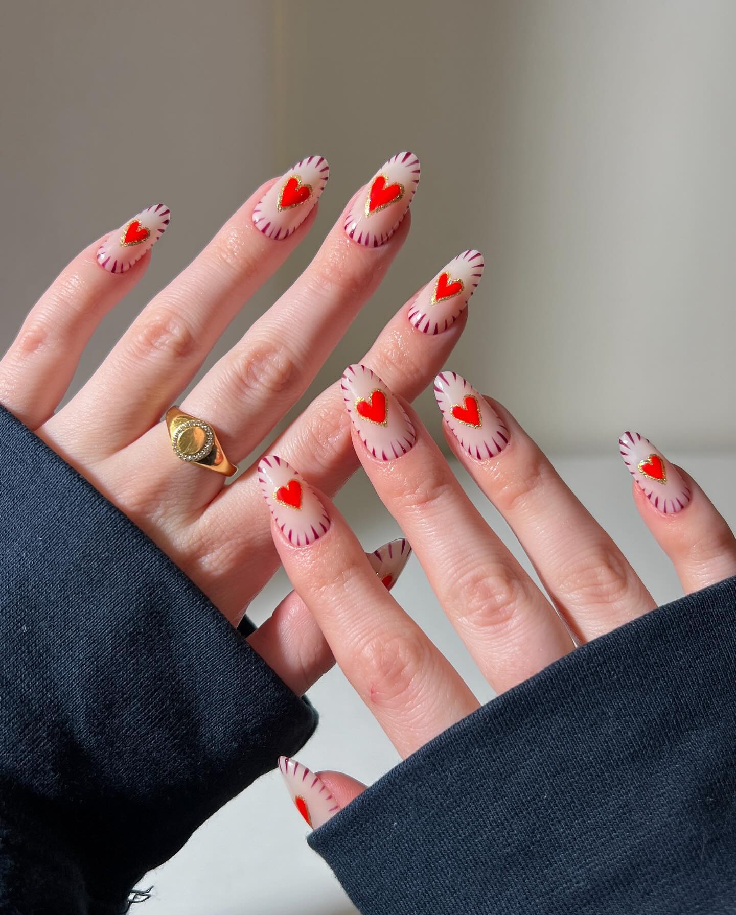 Heart and Pattern Nail Design