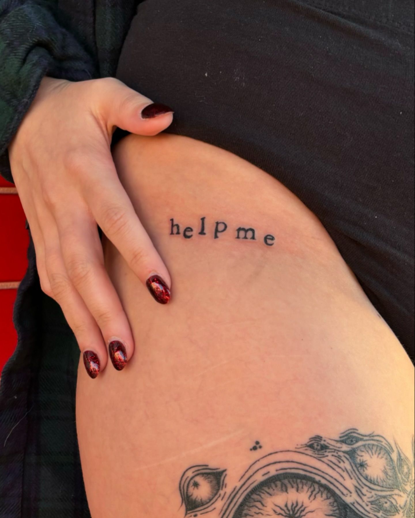 Help Me Hip Tattoo Design