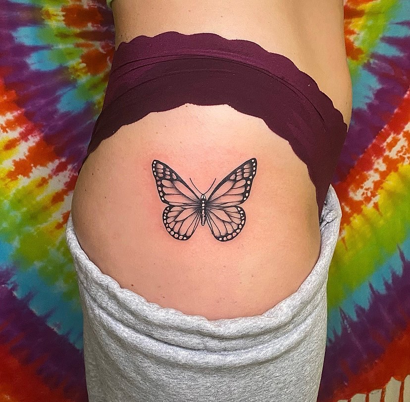 Monarch Butterfly Hip Tattoo