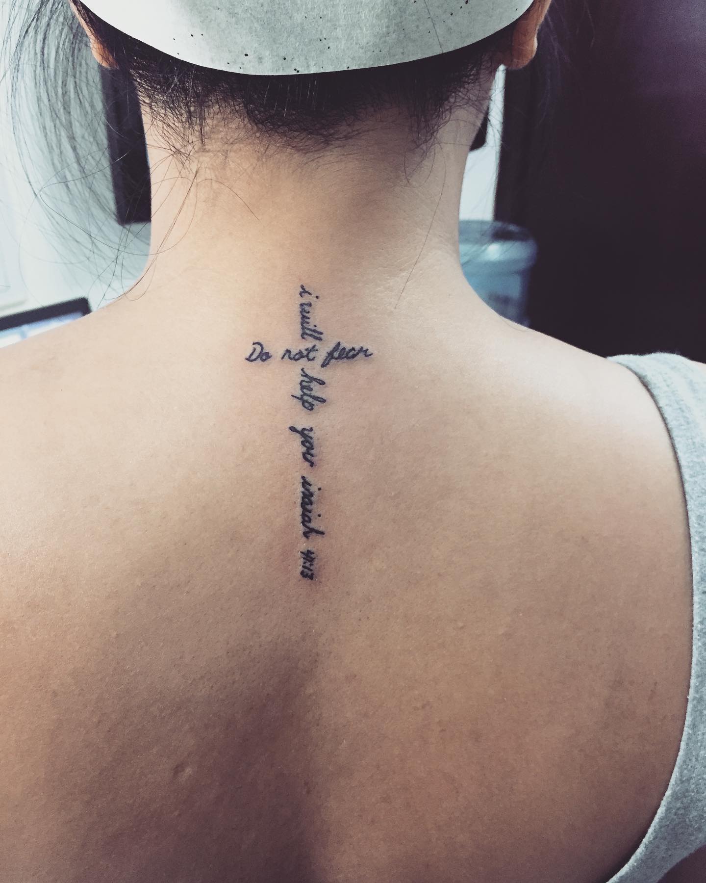 Scripture Cross Design Tattoo