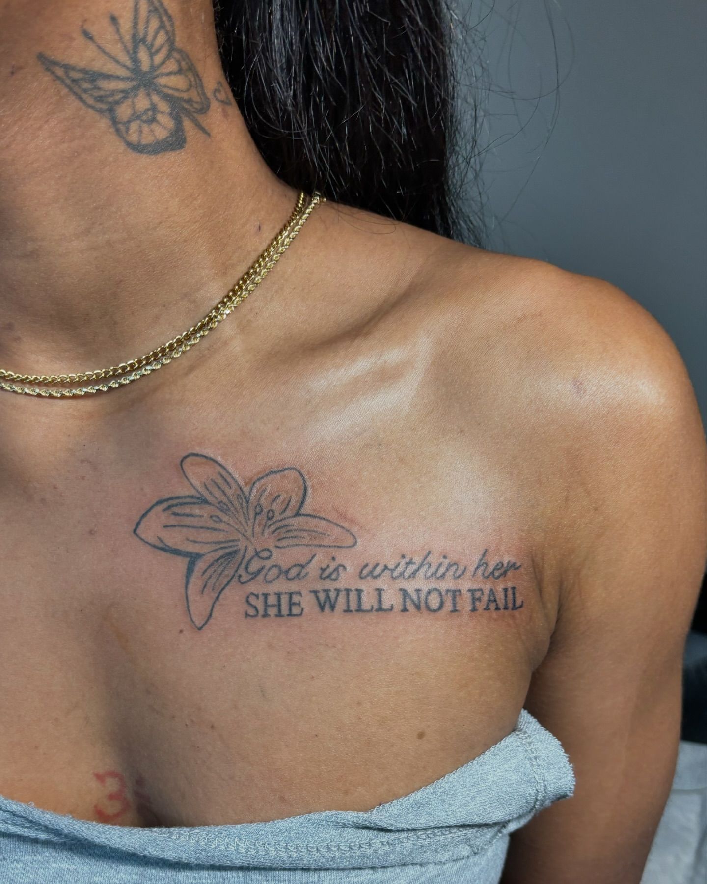 Scripture Tattoo with Floral Accent