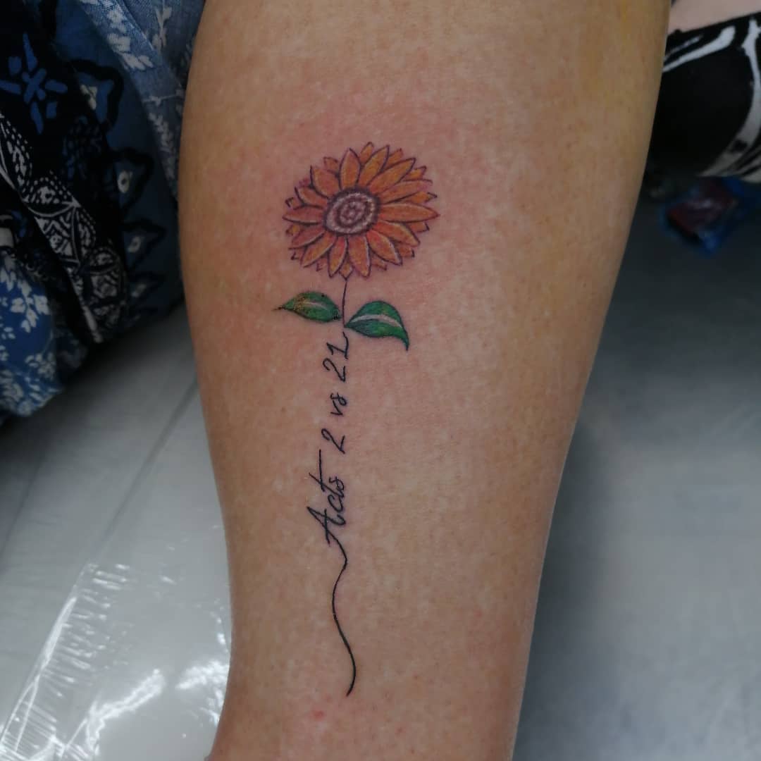 Sunflower Bible Passage Tattoo