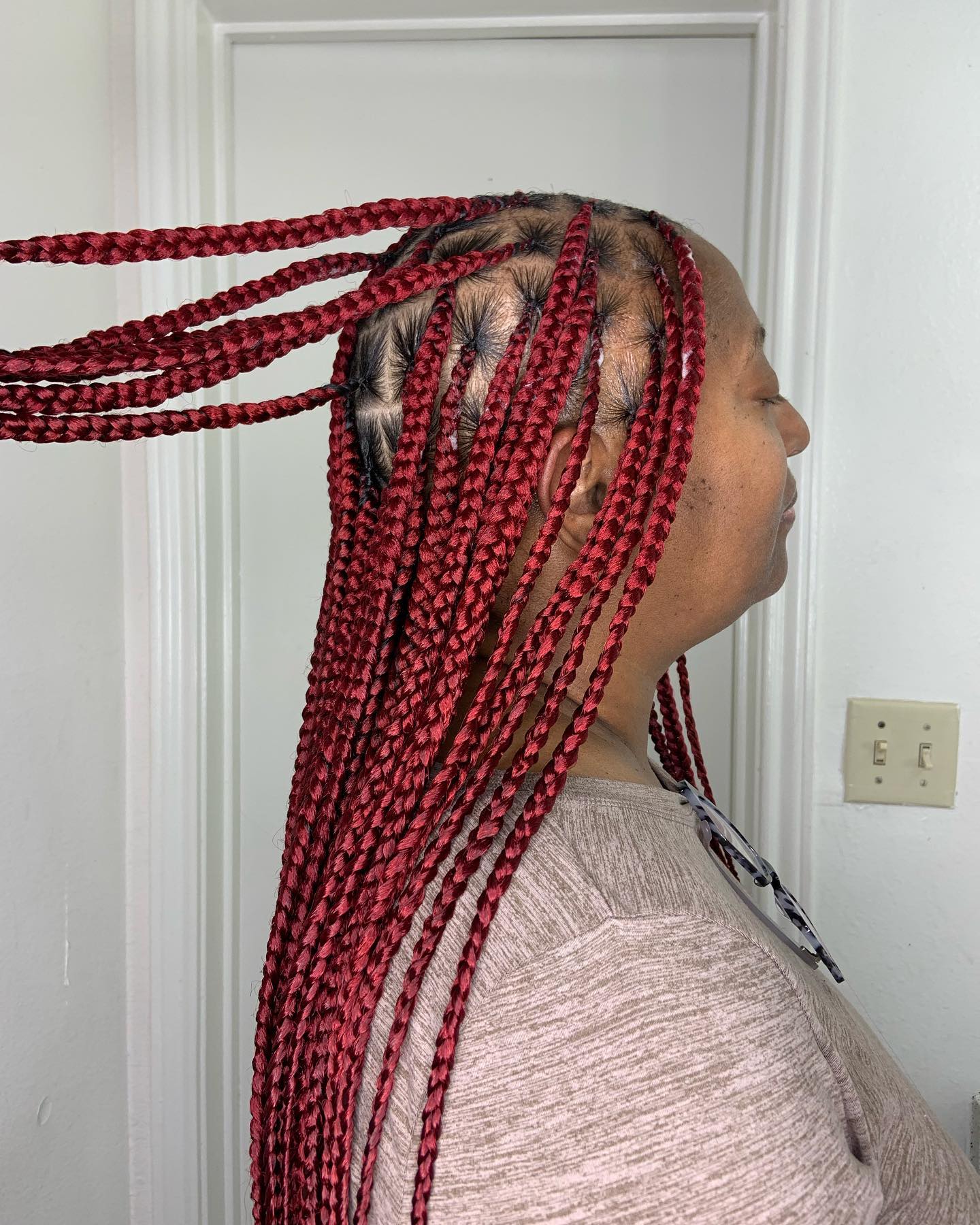 Wine Knotless Braid