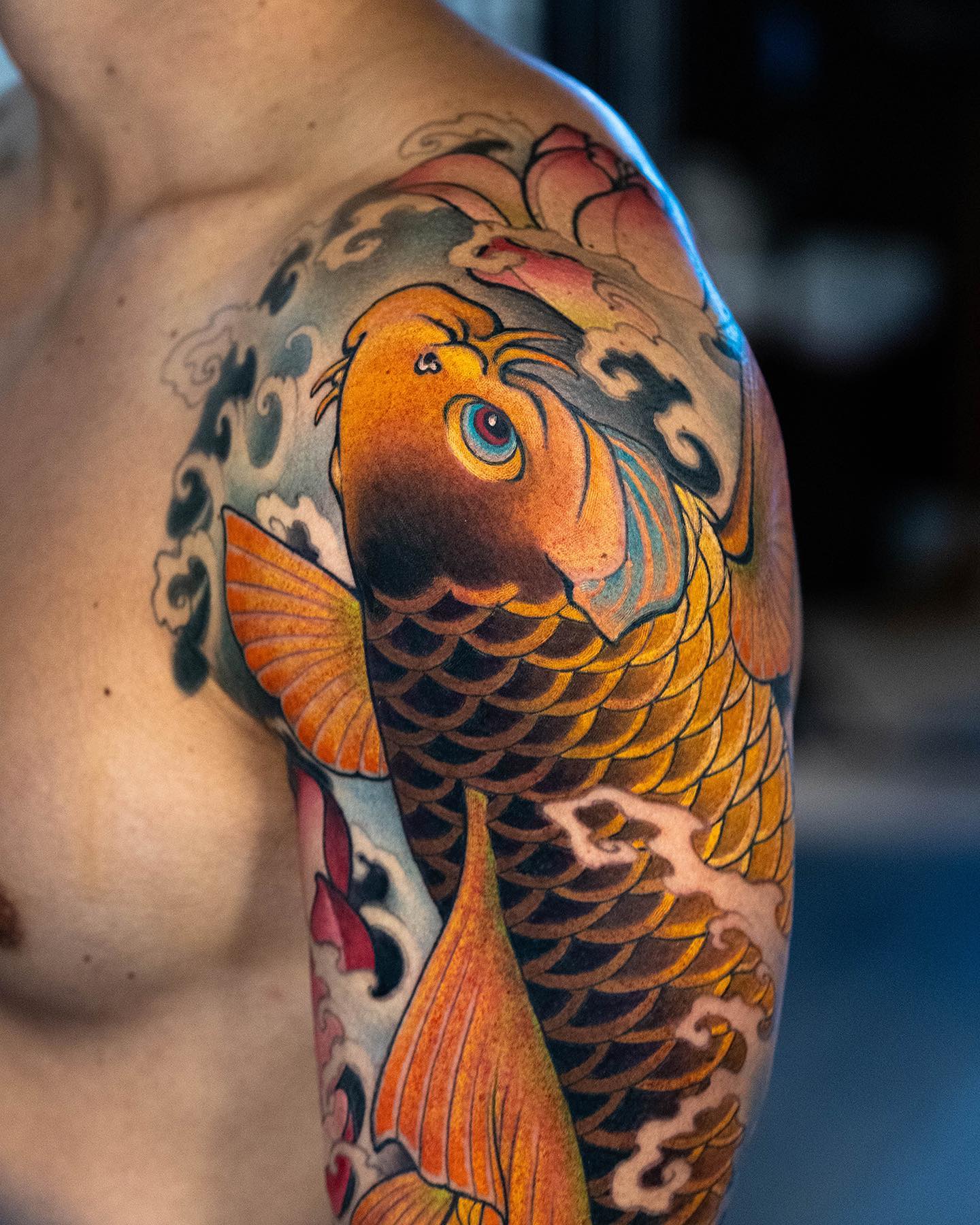 Golden Koi Fish Japanese Tattoo