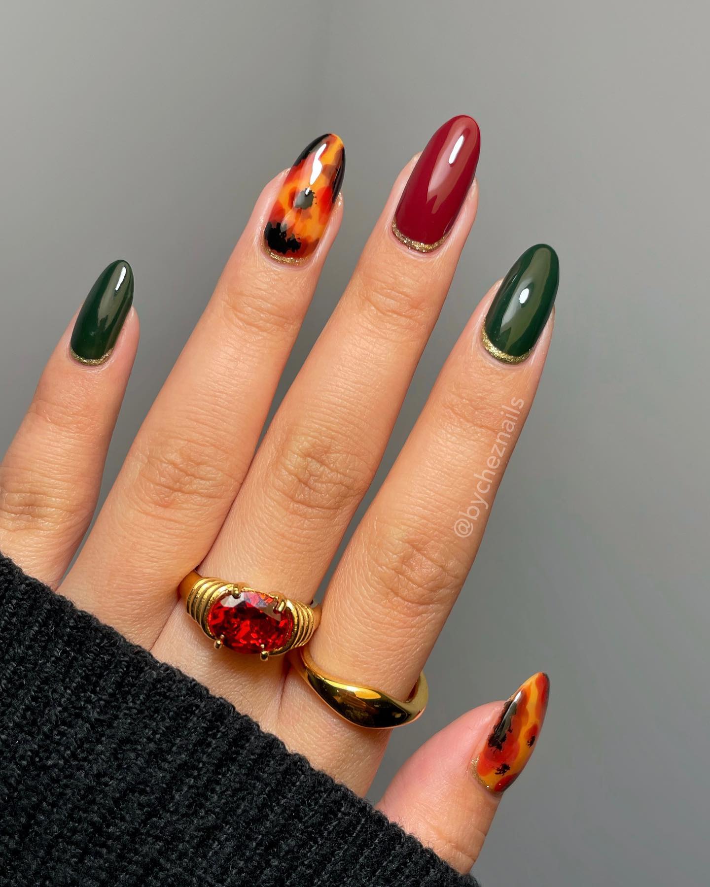 Bejeweled Fall Nail Design