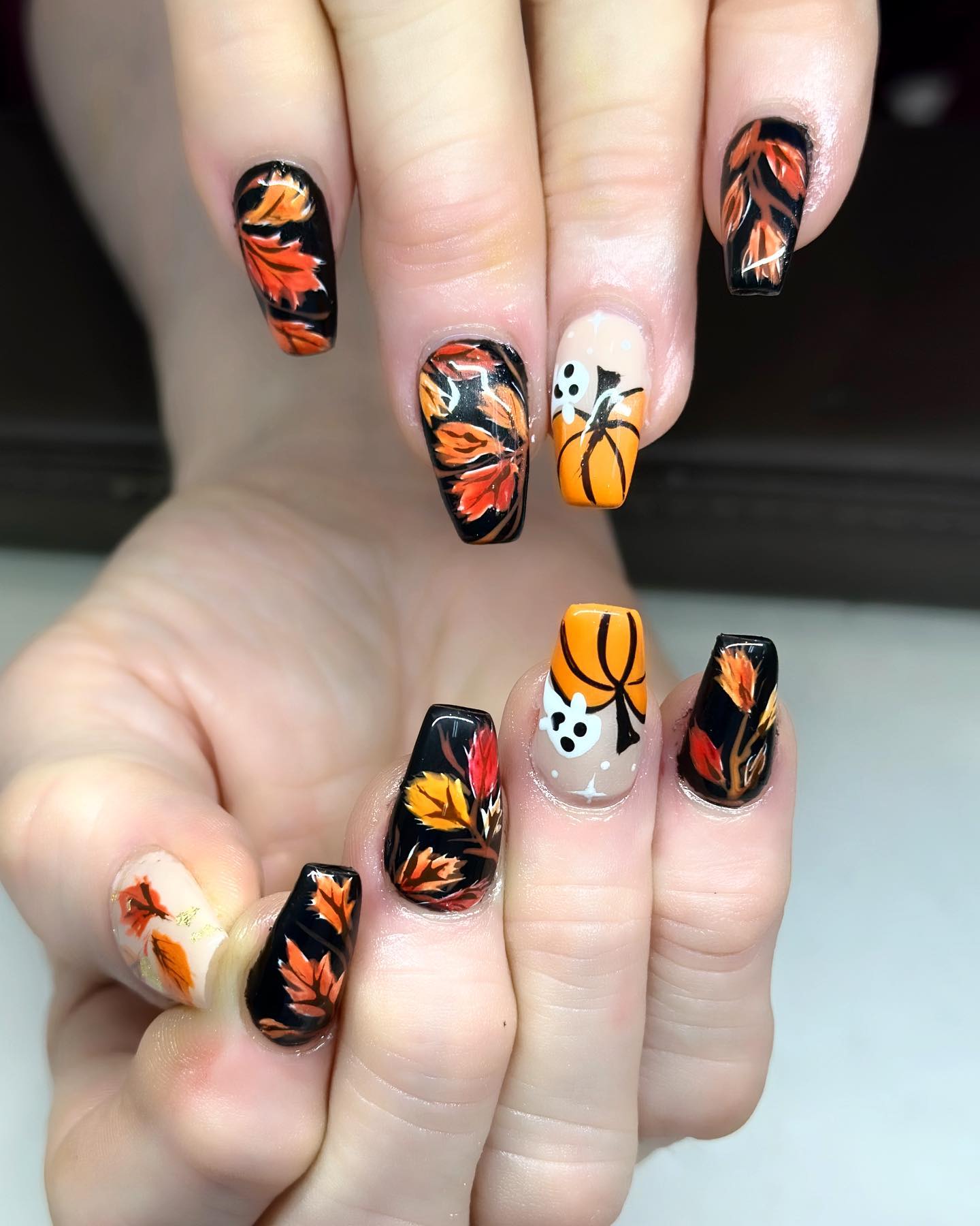Chic and Moody Floral Fall Nails