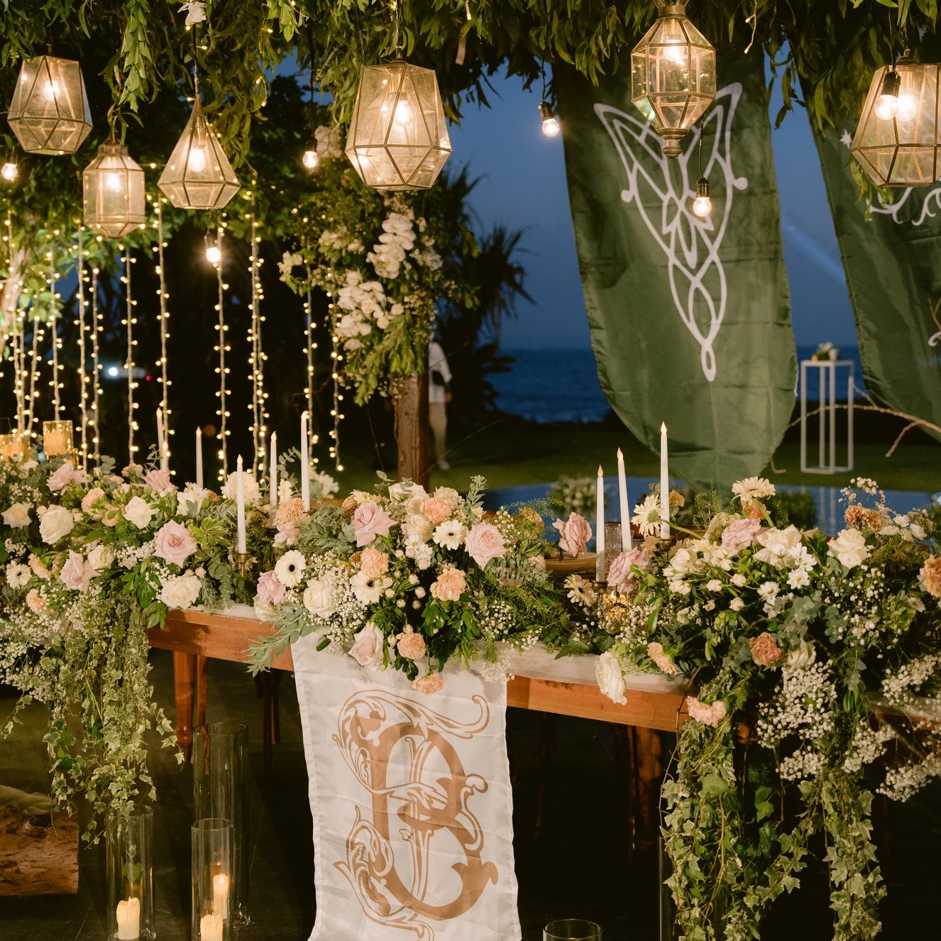 Greenery and Lantern Setup