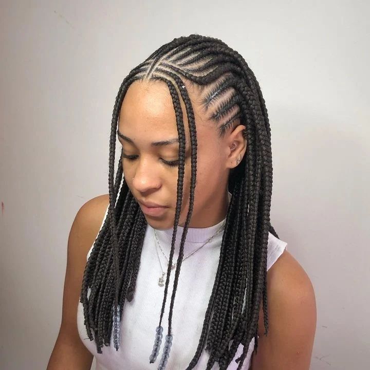 Scalp Braid with Box Braids