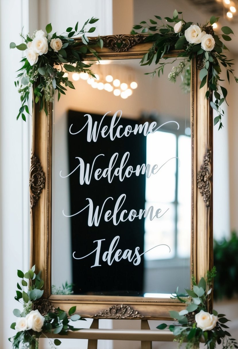 Vintage Mirror with Acrylic Calligraphy