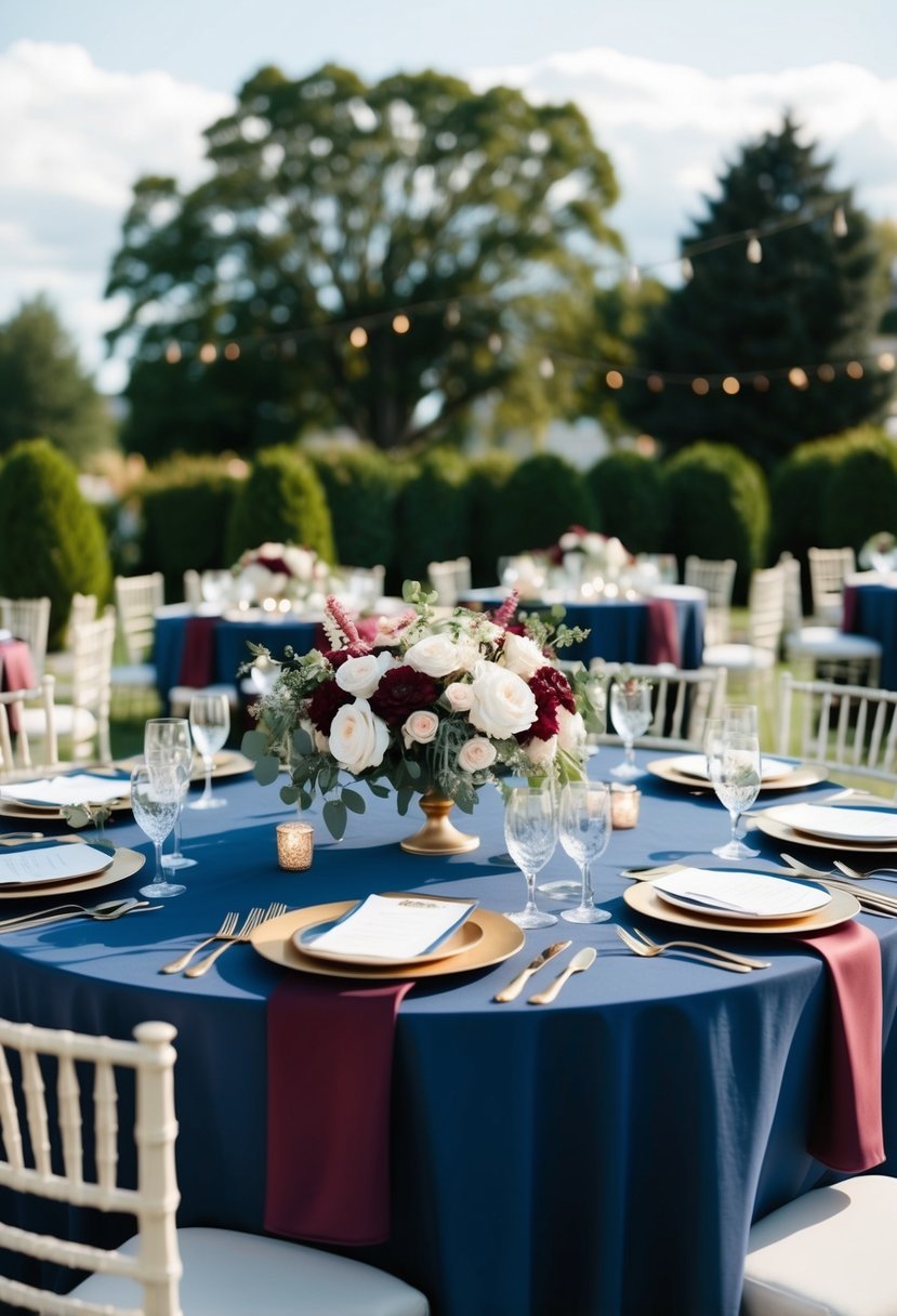 Navy and Burgundy