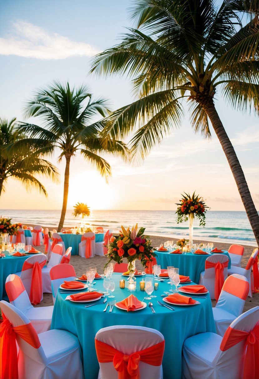 Coral Blue and Orange