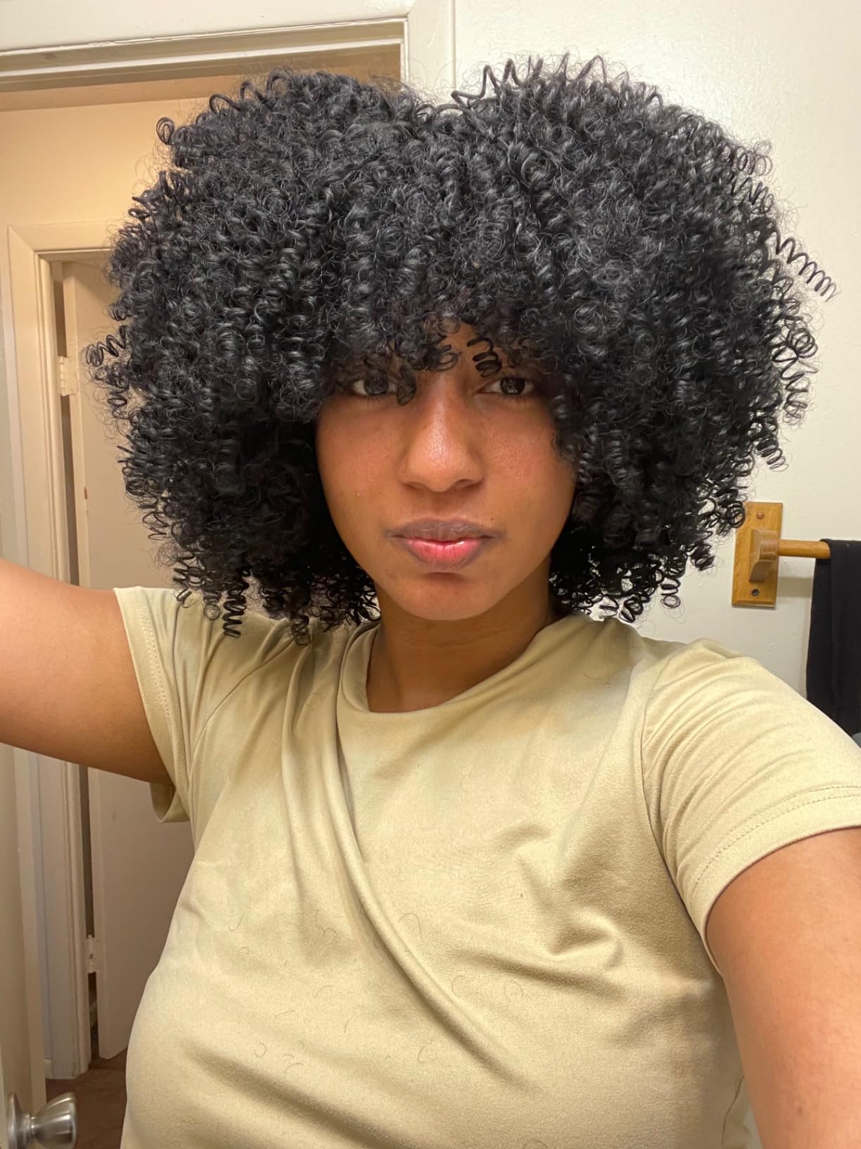 afro curly wig with bangs
