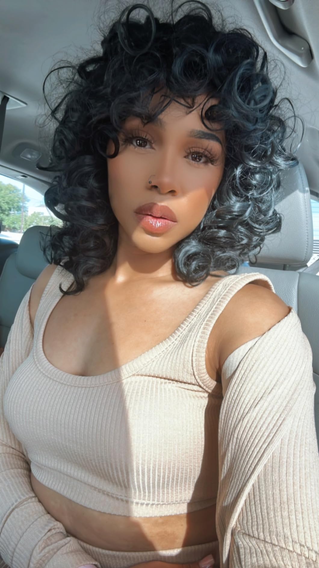 short kinky curly bangs wig