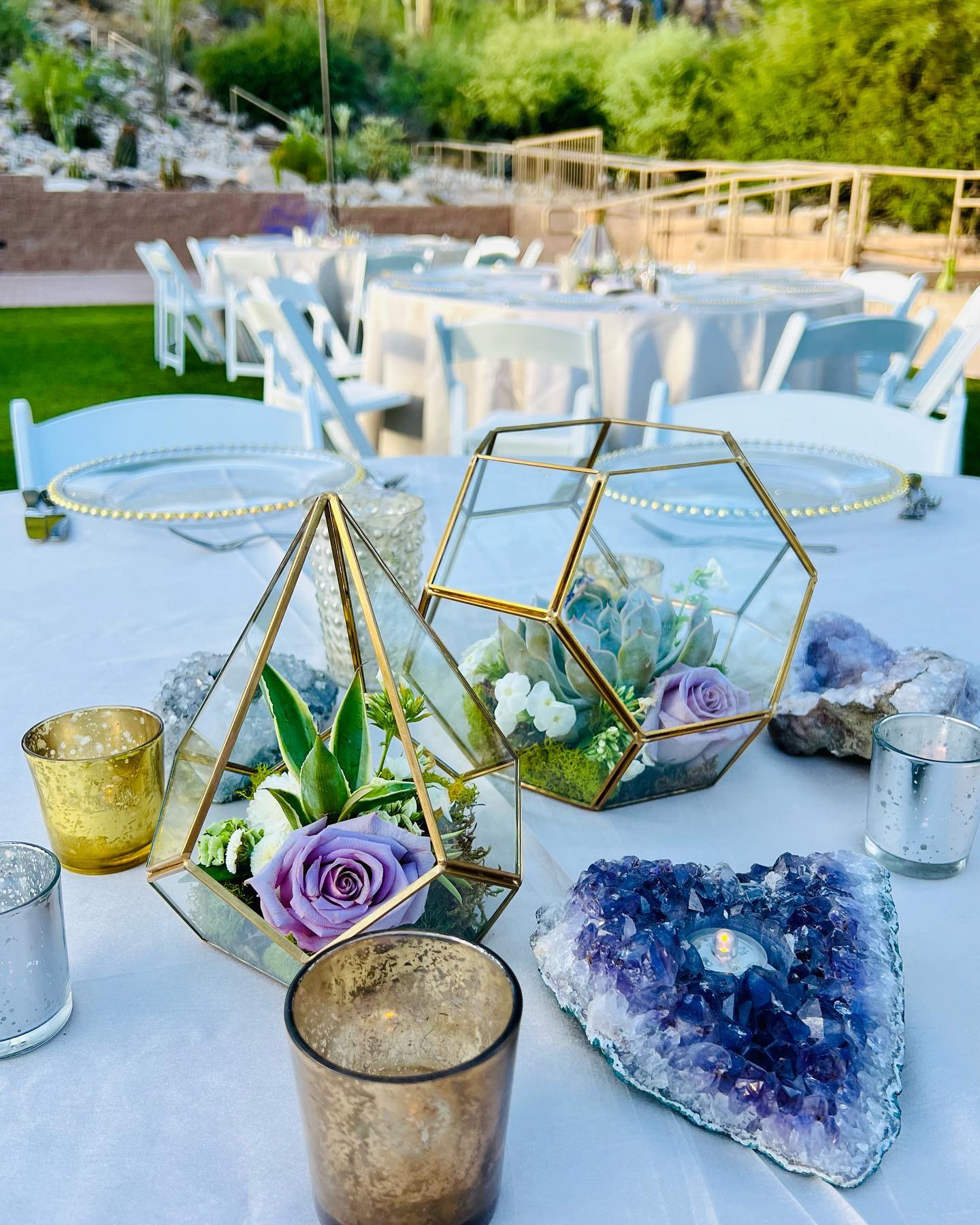 Amethyst geode table decor