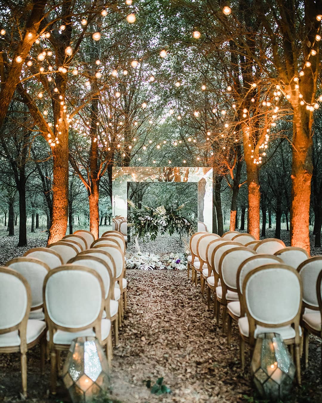 Foliage and String Lights Wedding