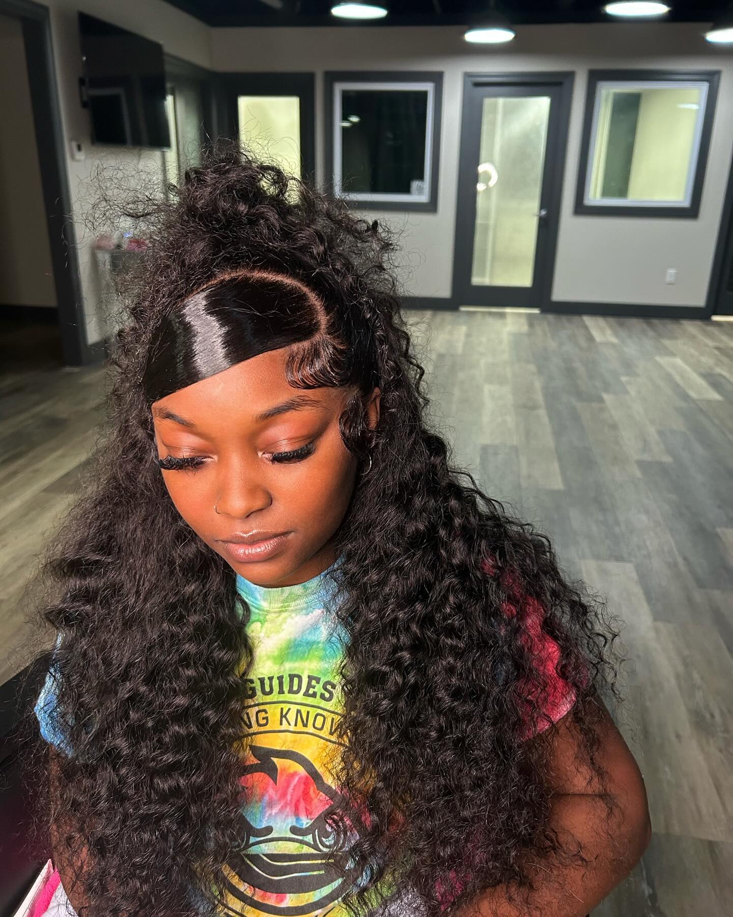 Half Up Half Down Side Part Swoop