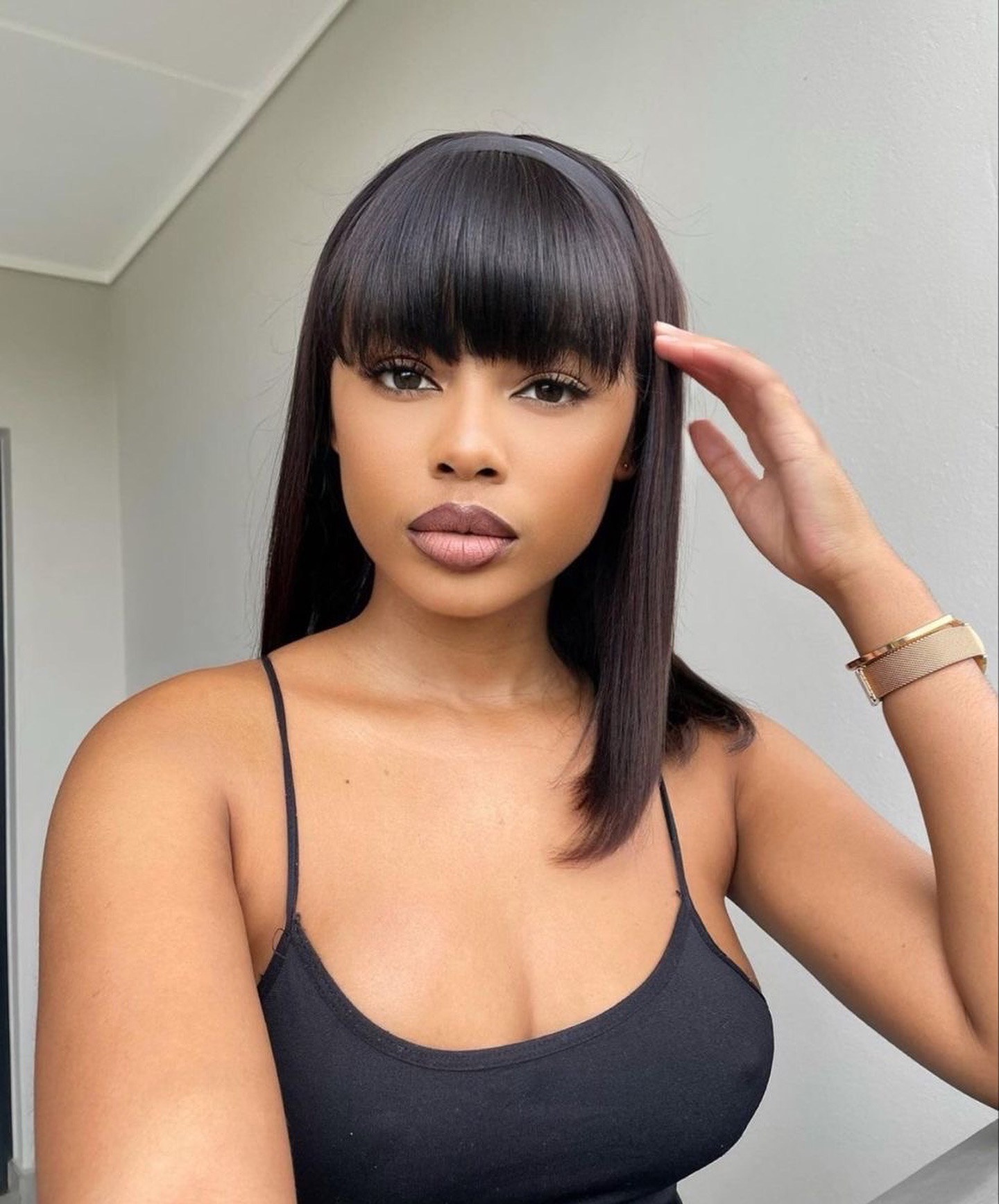 stylish human hair bang wig