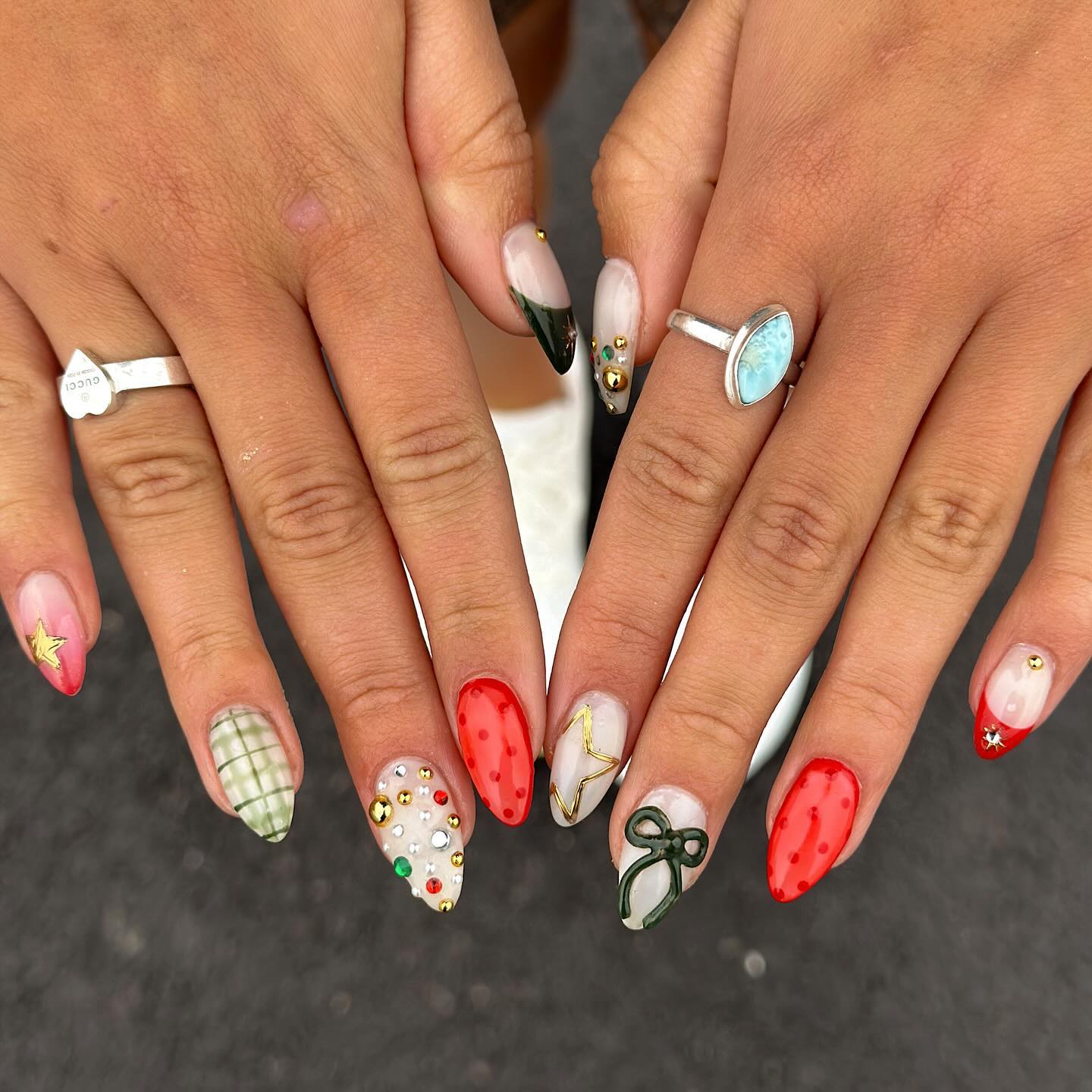 Acrylic Mismatched Almond Nails