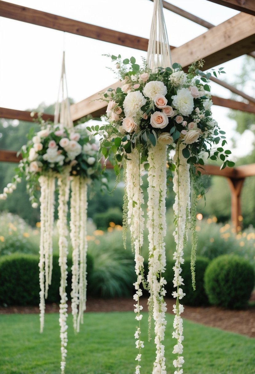 Ethereal garden wedding with hanging floral installations