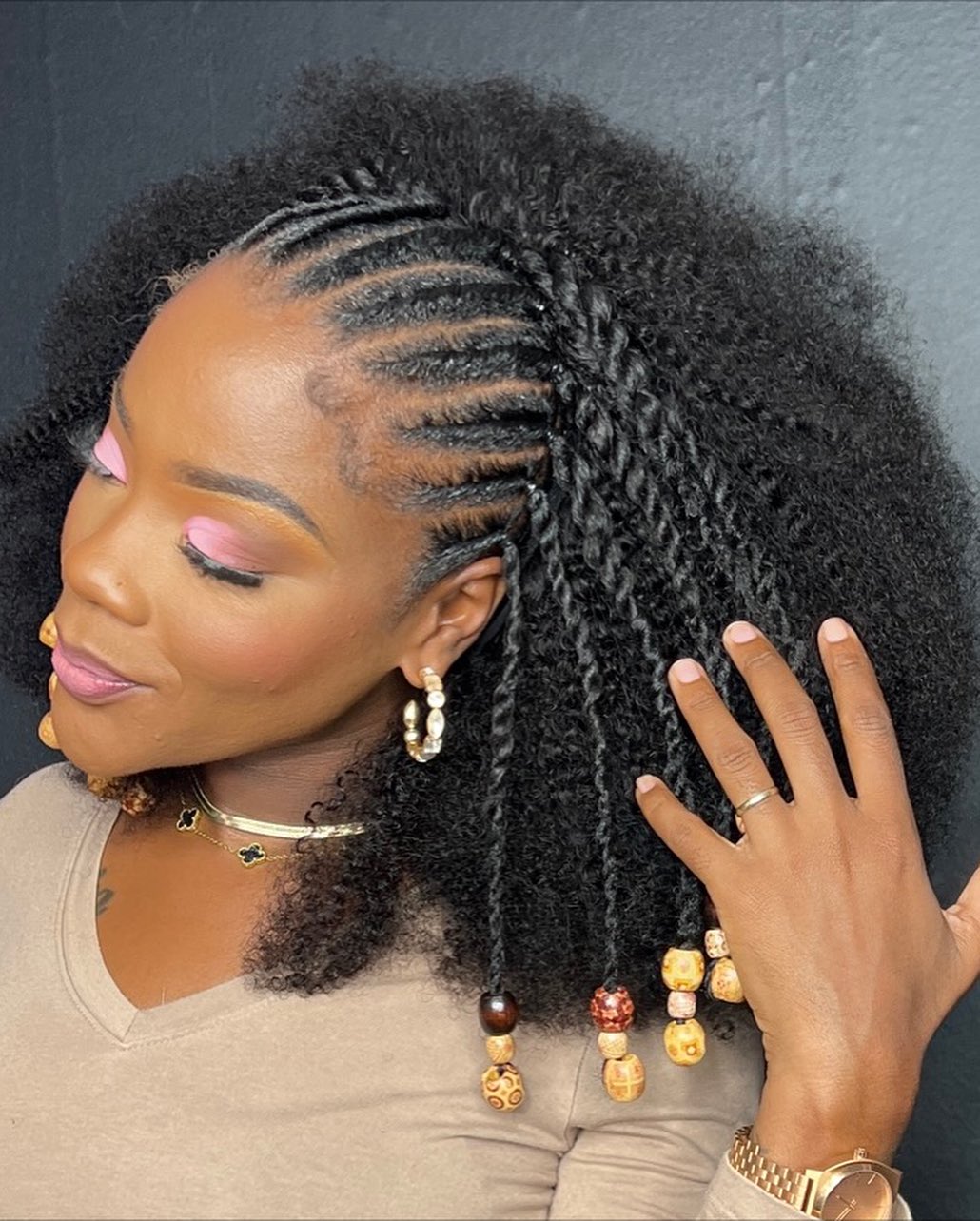 Afro Weave With Half Flat Twist