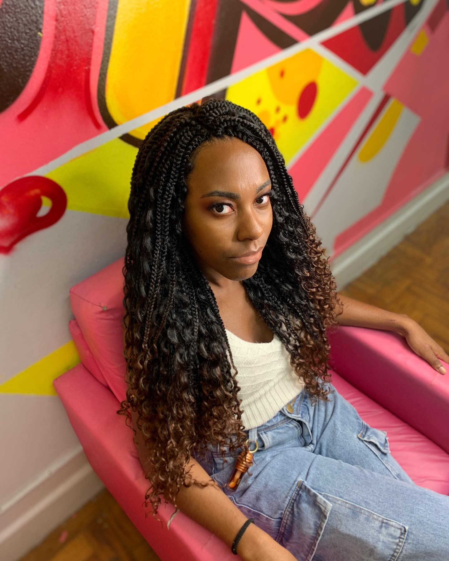 Crochet Braid Hairstyle with Loose Curls