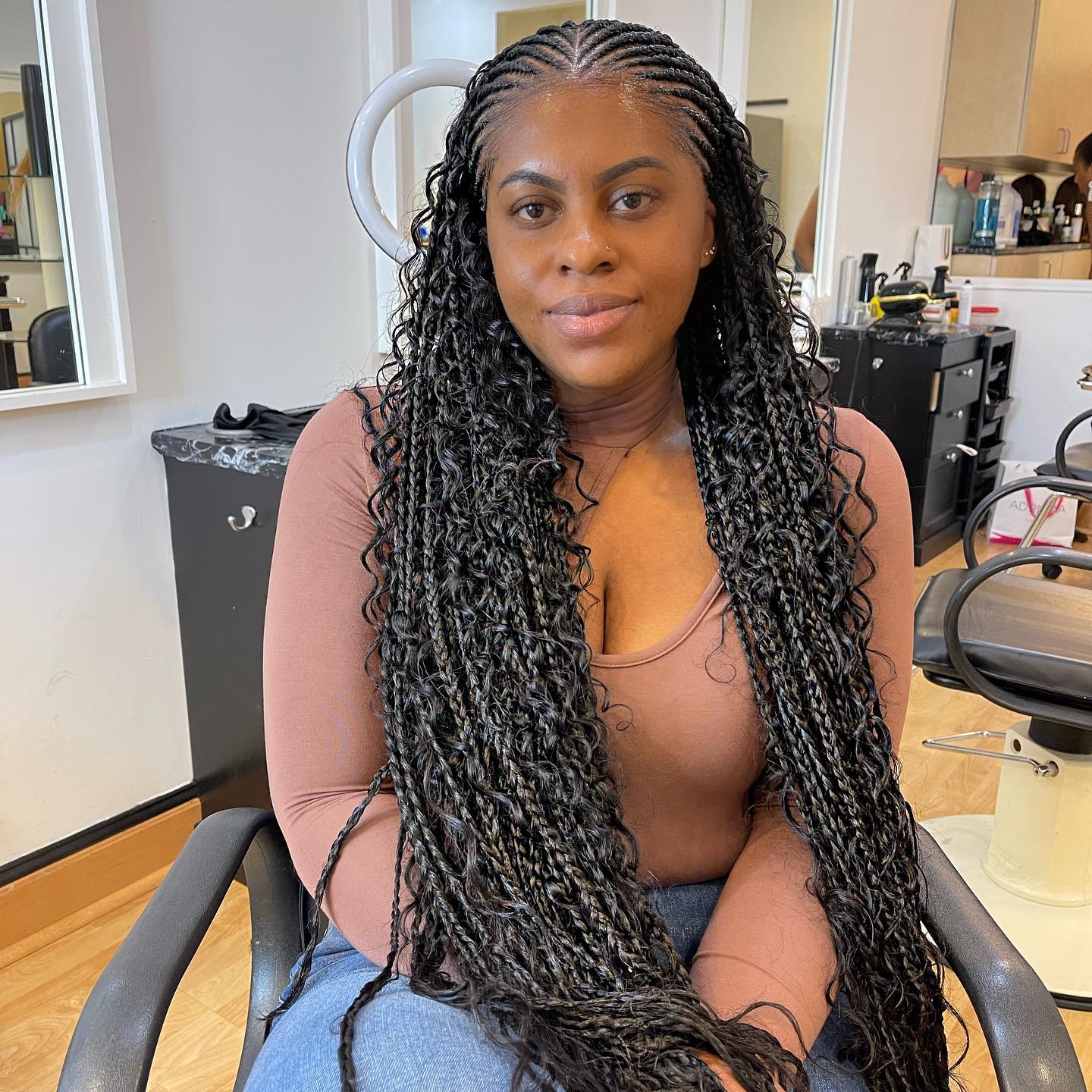 Feed-In Goddess Braids Hairstyle