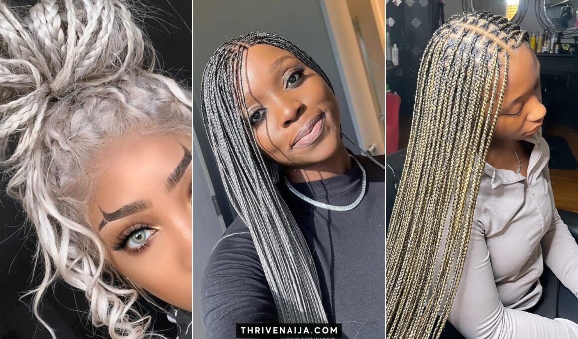 Grey Knotless Braids