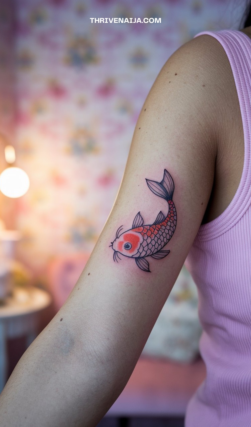 Partially Colored Koi Fish Tattoo