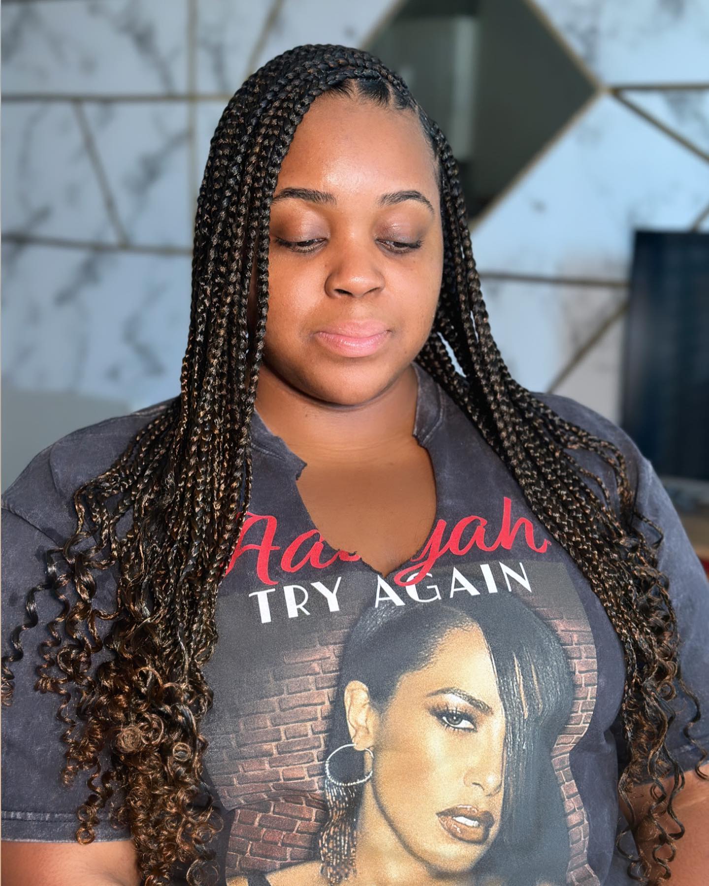 Medium Goddess Braids with Curly Ends