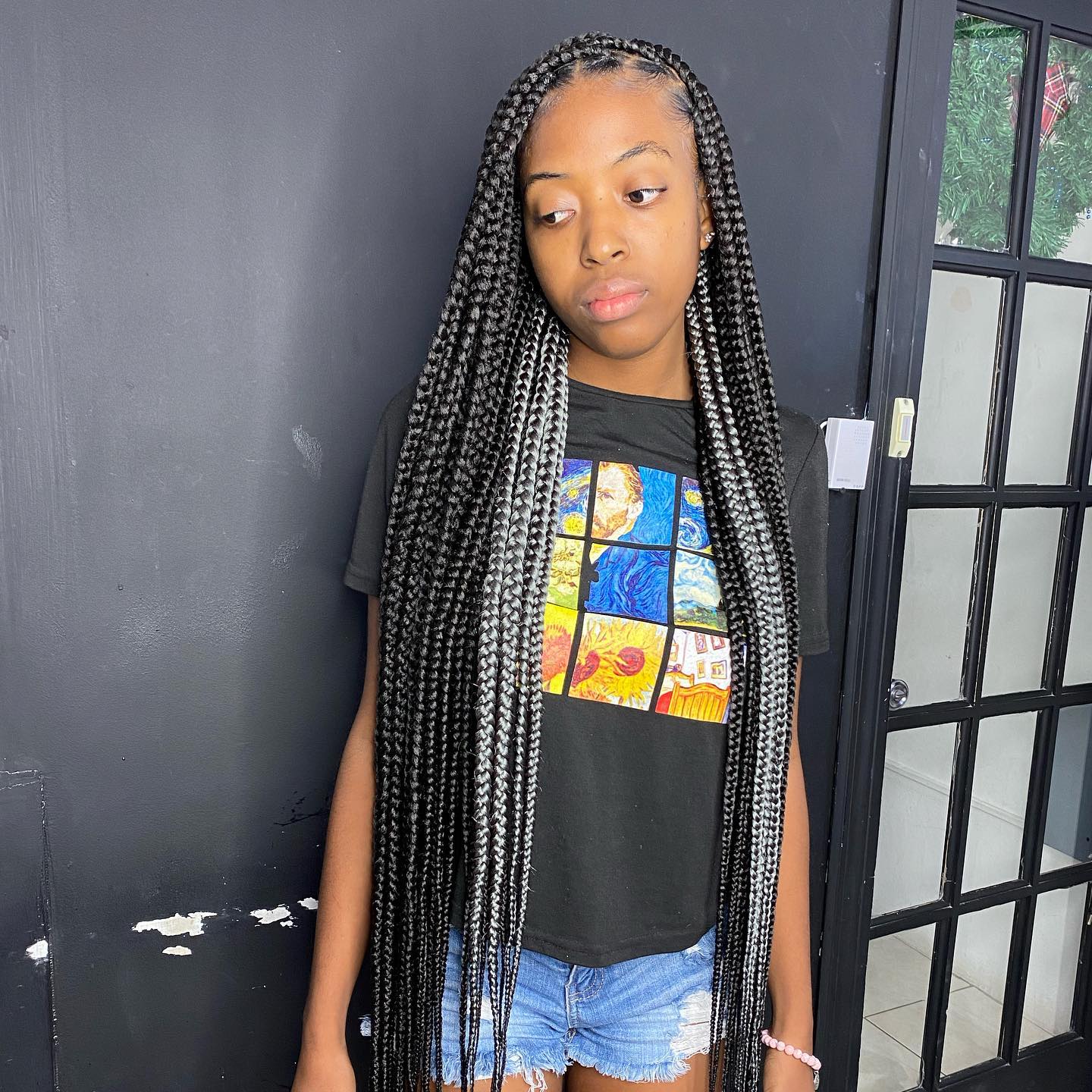 Medium Knotless Braid with Grey