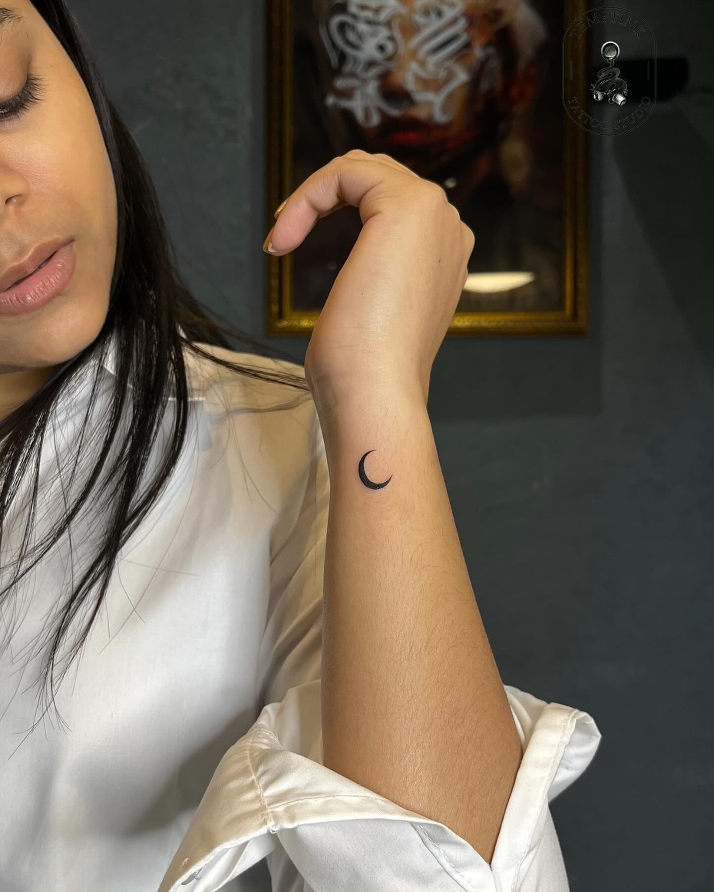 Small Dainty Wrist Moon Tattoo