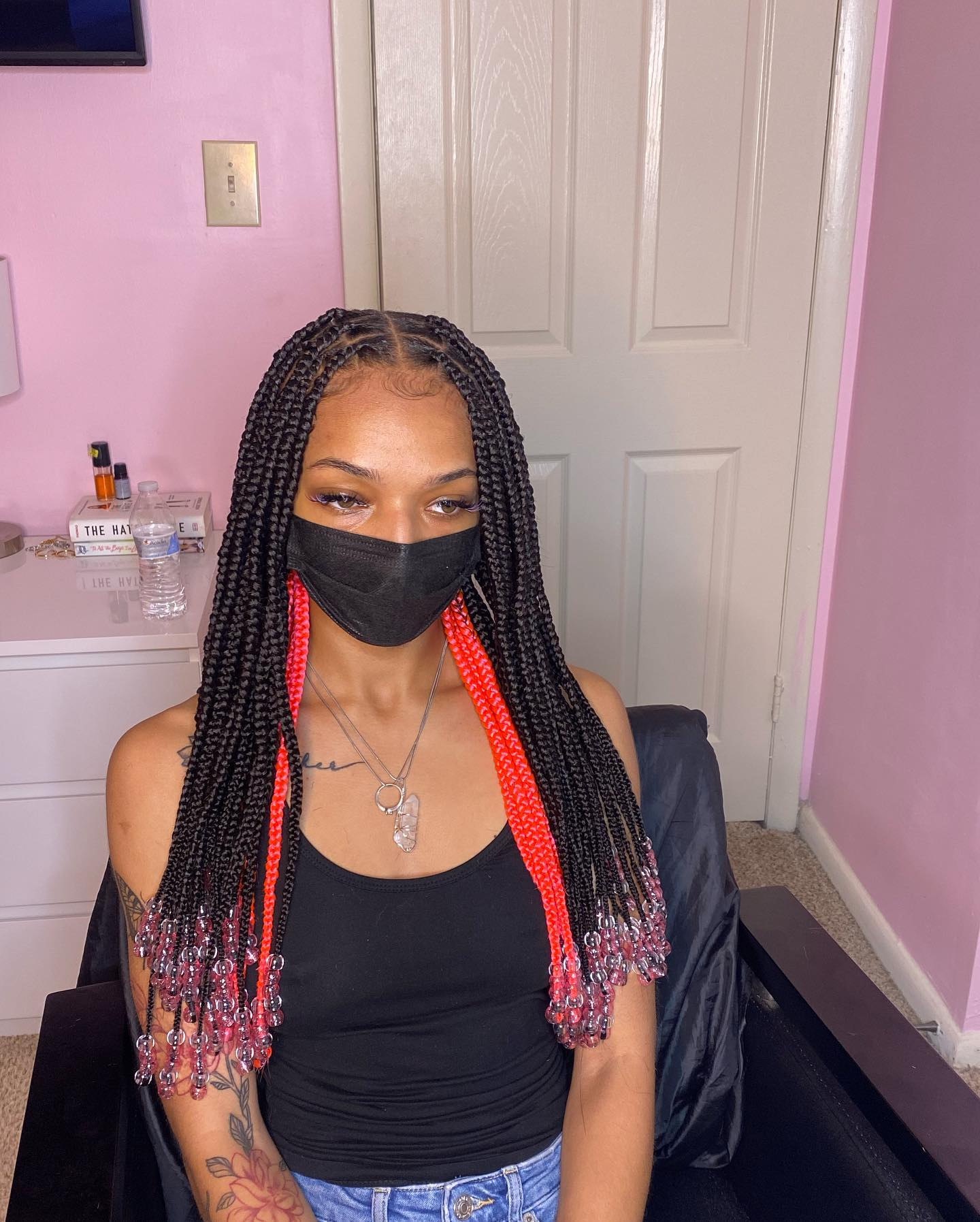 SmallMedium Pink and Black Braid