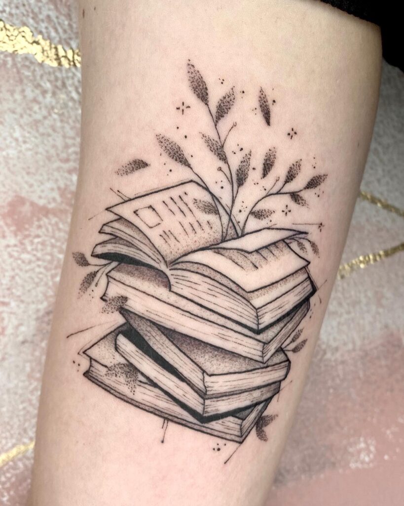 Pile Of Books Tattoo
