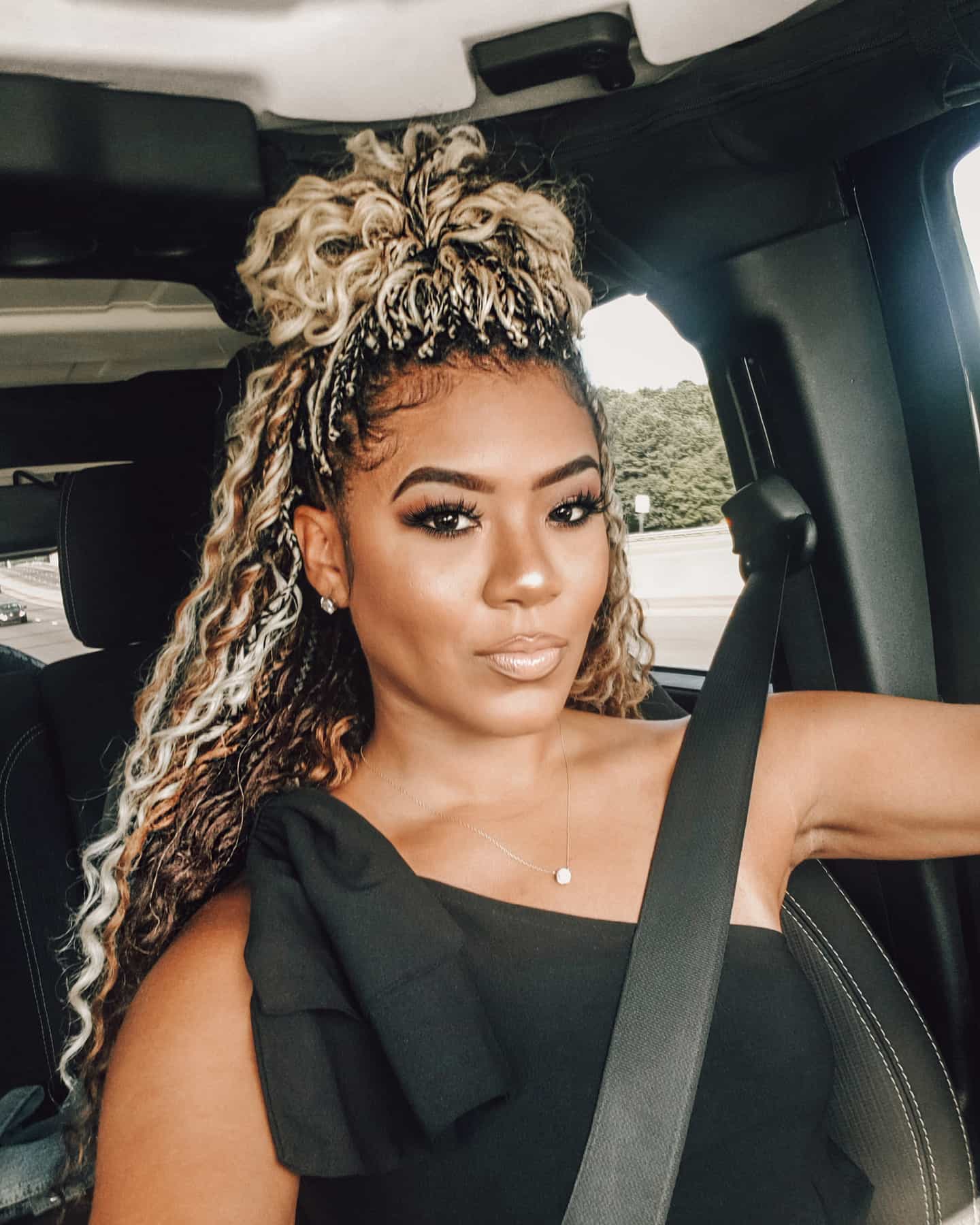 Blonde Curly Tree Braid Updo