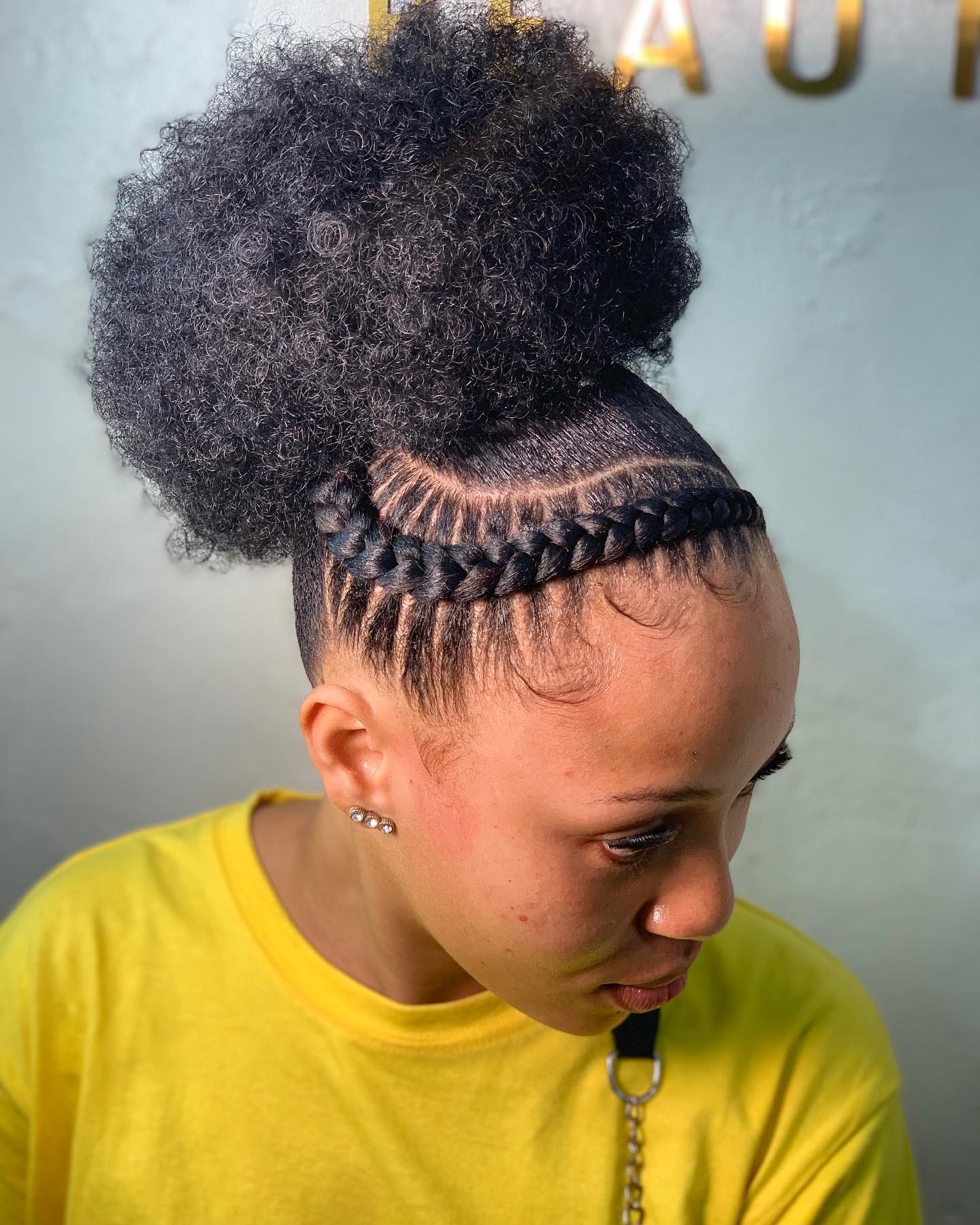 Braided Updo with Afro Bun