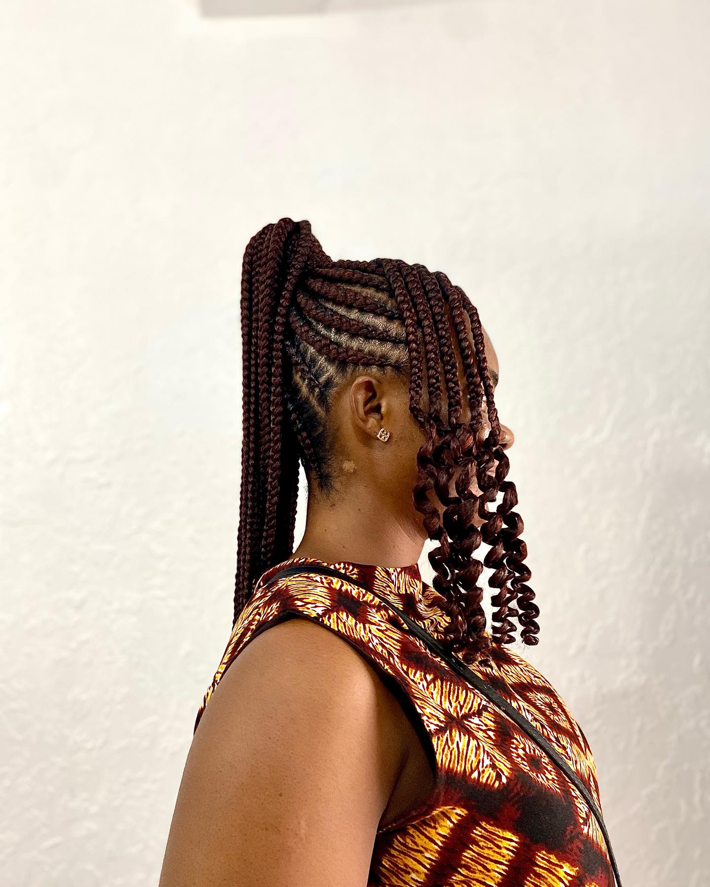 Ghana Weaving Braided Updo with Bangs