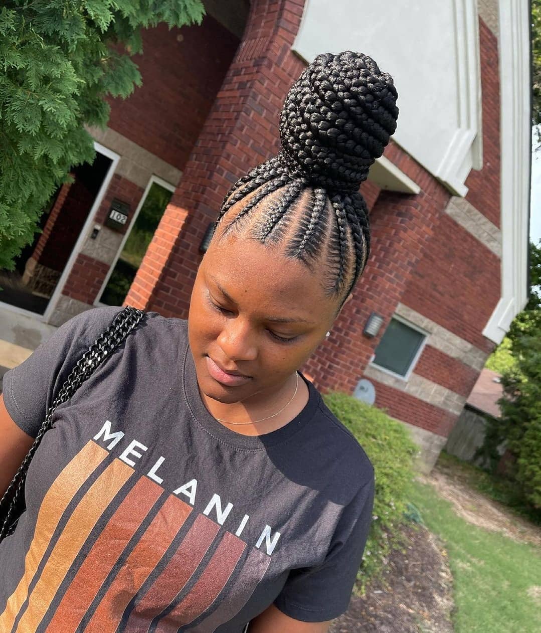 Straight High Braided Updo