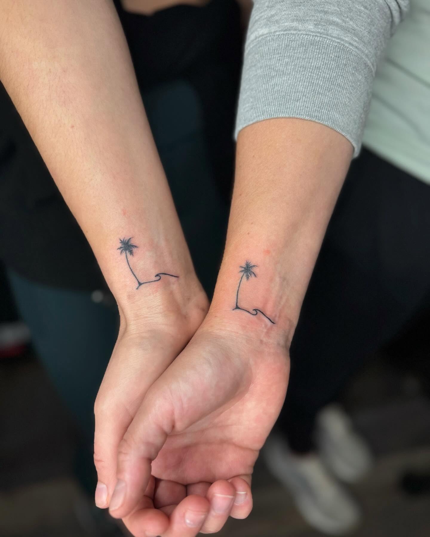 Palm Tree And Waves Tattoo